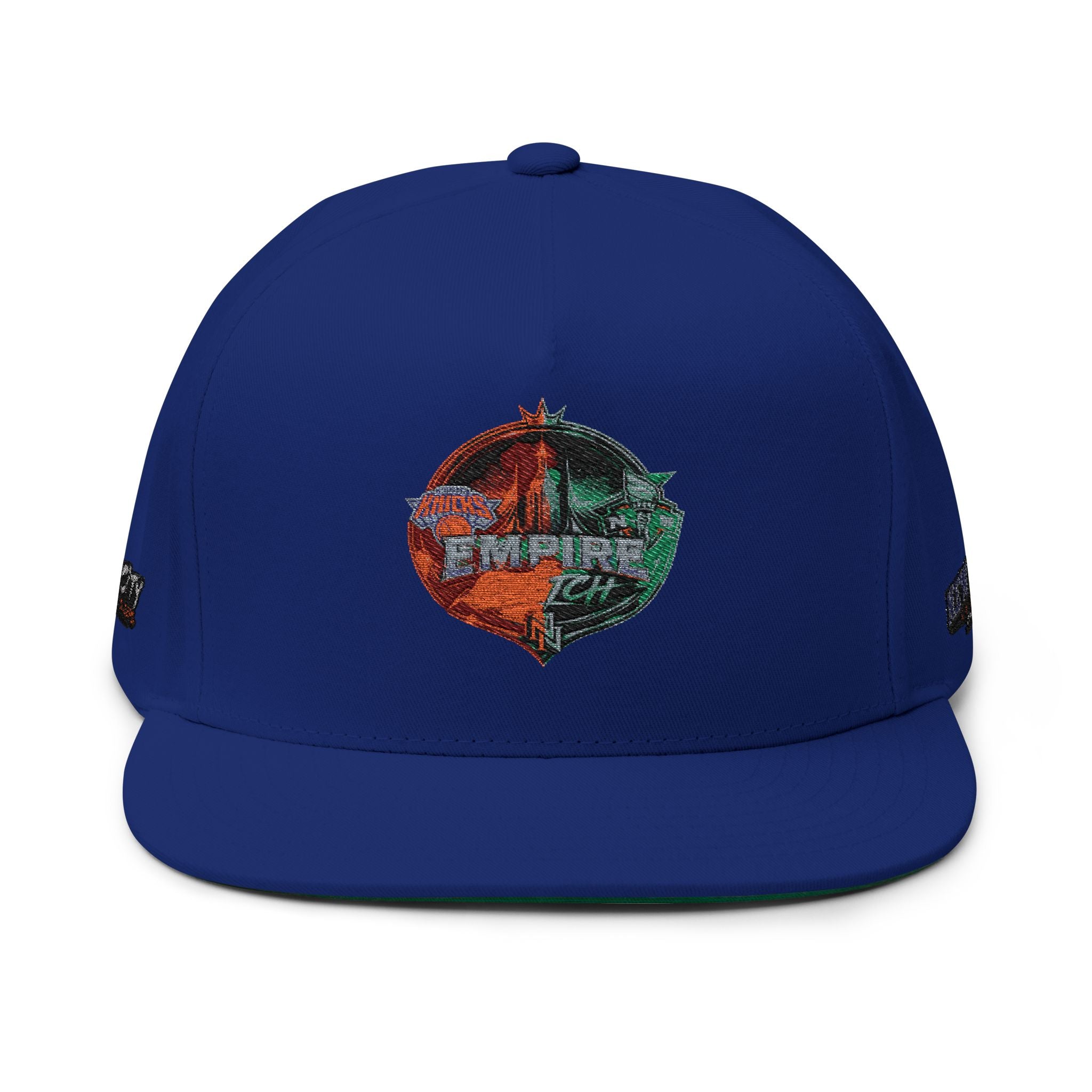 Embroidered Flat Bill Cap — Vintage Split Shield Logo Snapback