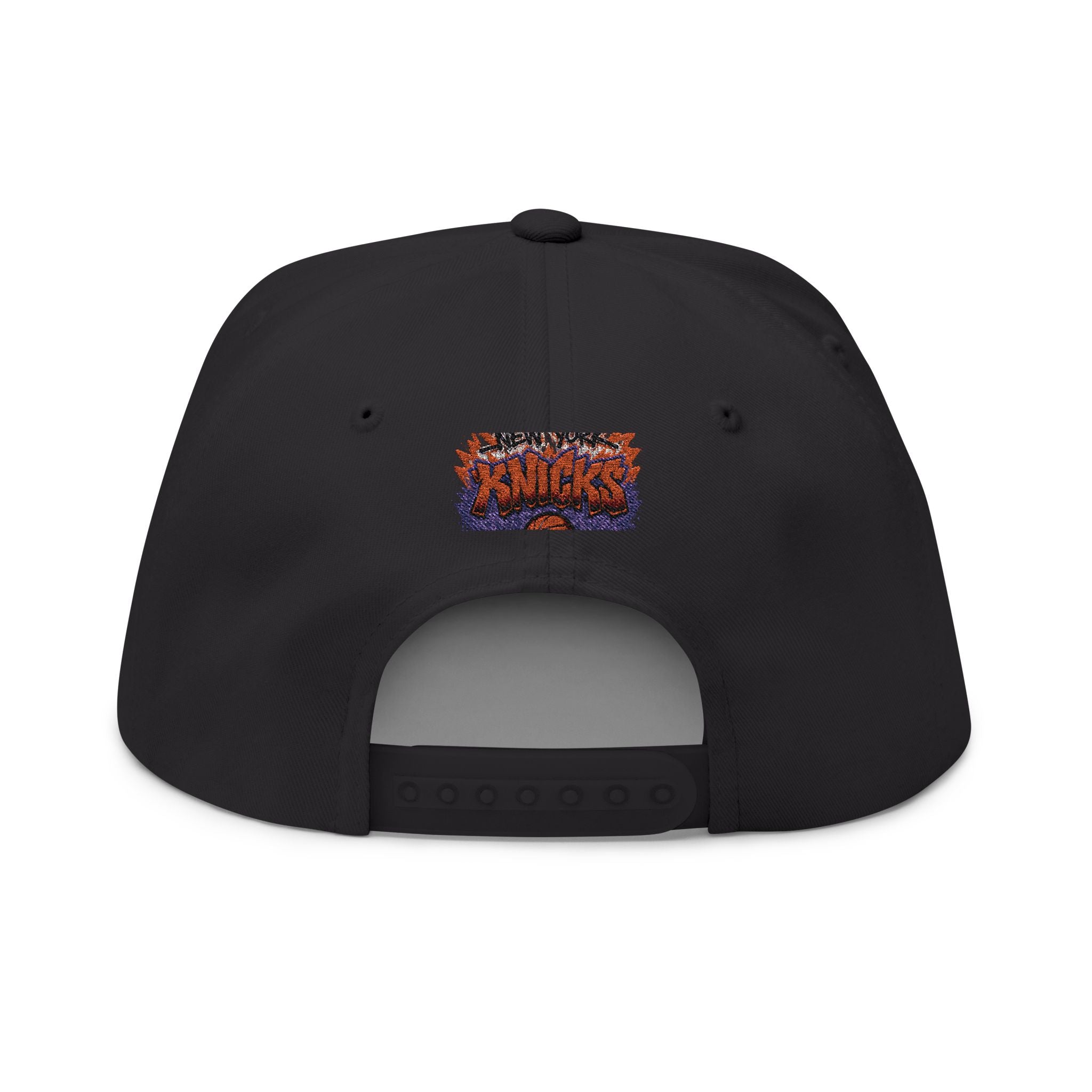 Flat Bill Cap — Embroidered New York Knicks Graffiti Logo