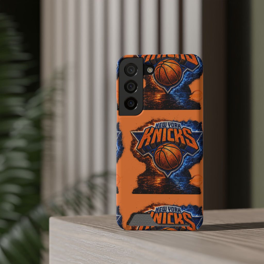 New York Knicks Card Holder Phone Case — Orange Team Logo Wallet Case