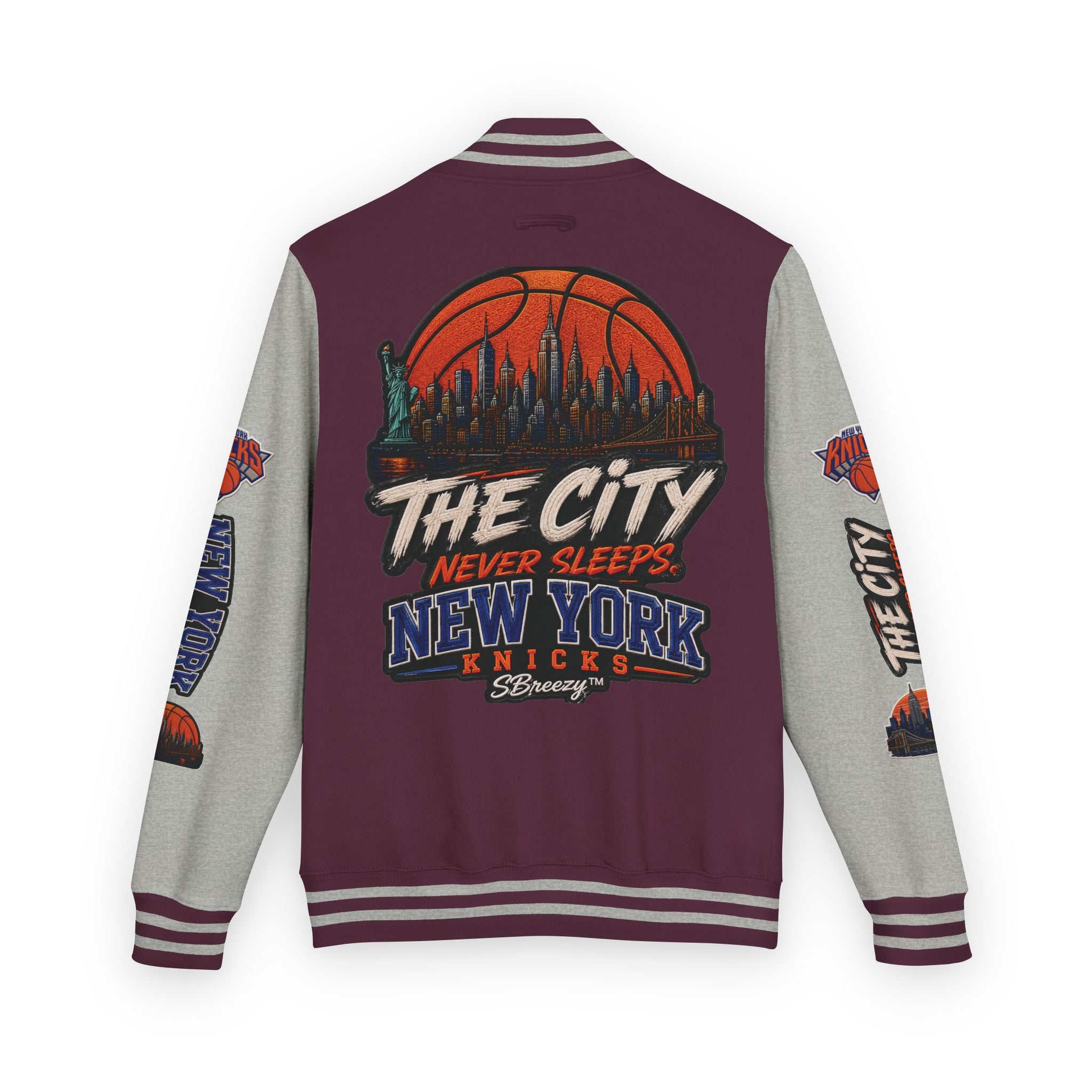 Letterman Jacket — 'The City Never Sleeps' New York Knicks Varsity Jacket