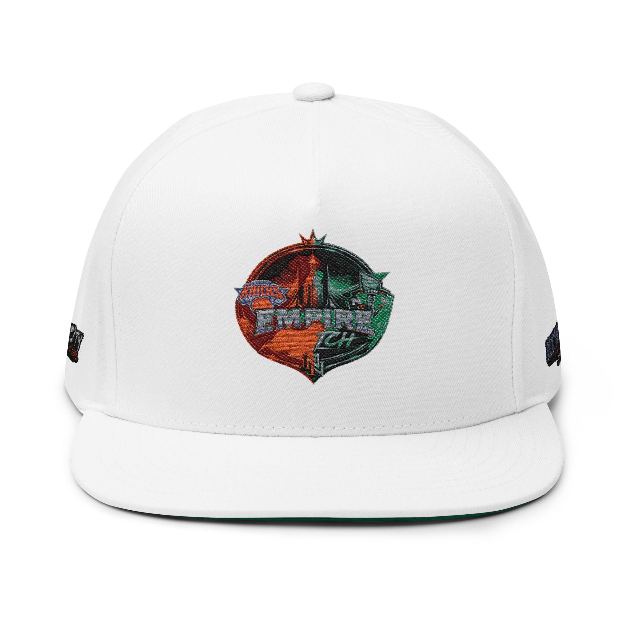 Embroidered Flat Bill Cap — Vintage Split Shield Logo Snapback