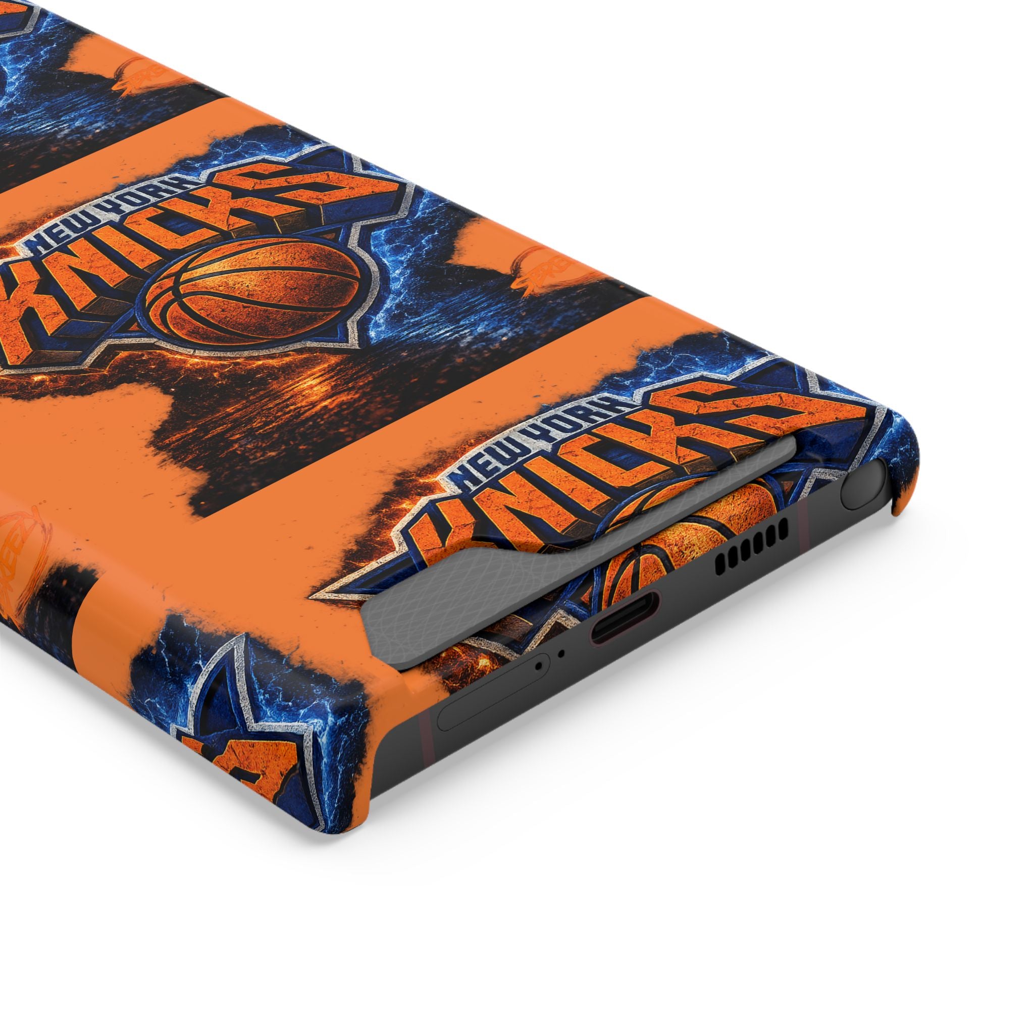 New York Knicks Card Holder Phone Case — Orange Team Logo Wallet Case