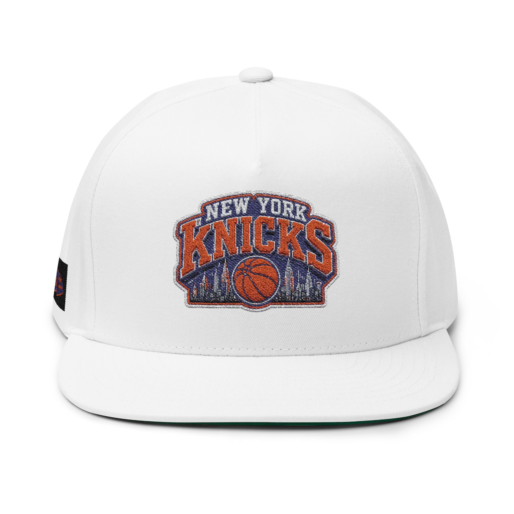 Knicks Embroidered Flat Bill Cap — New York Basketball Snapback
