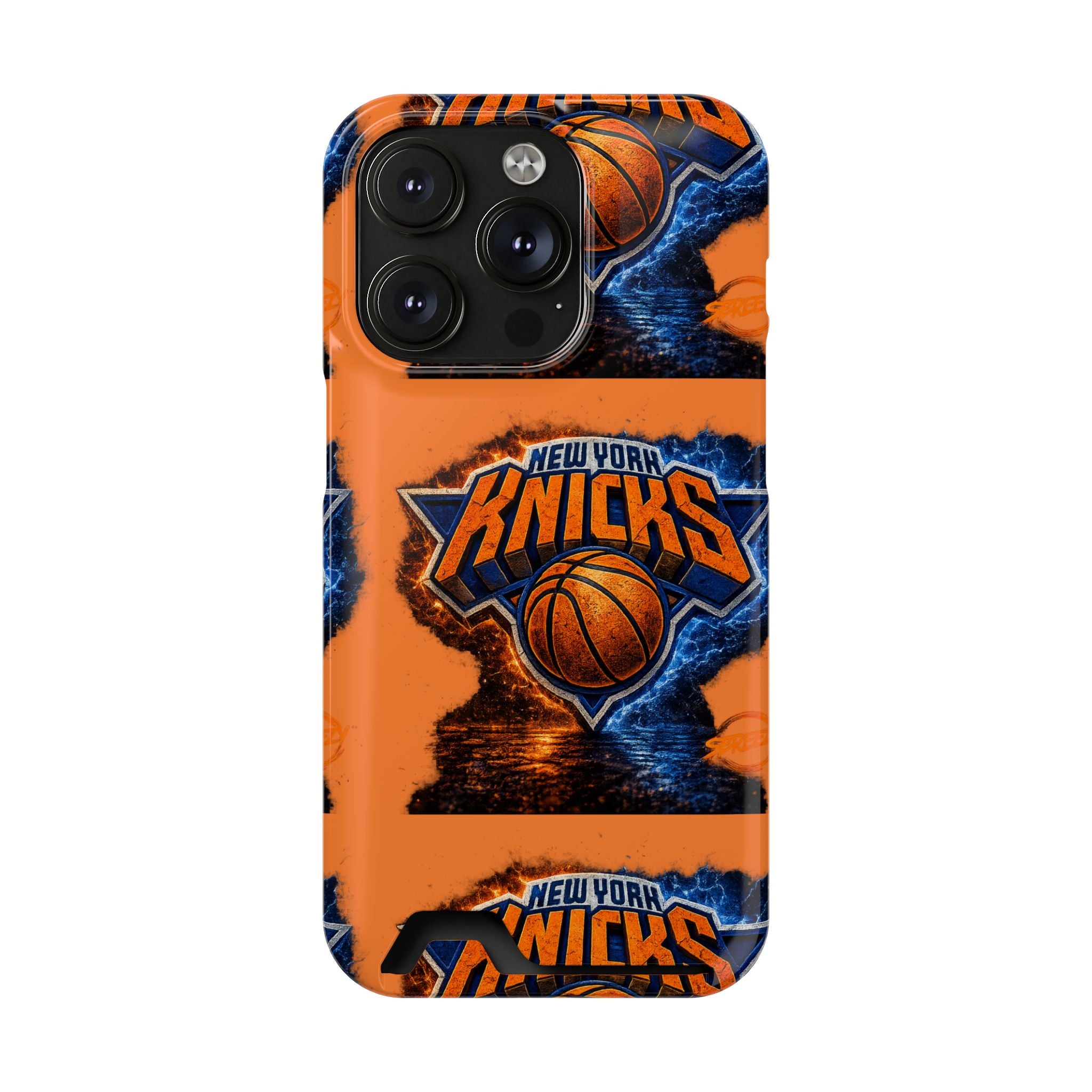 New York Knicks Card Holder Phone Case — Orange Team Logo Wallet Case