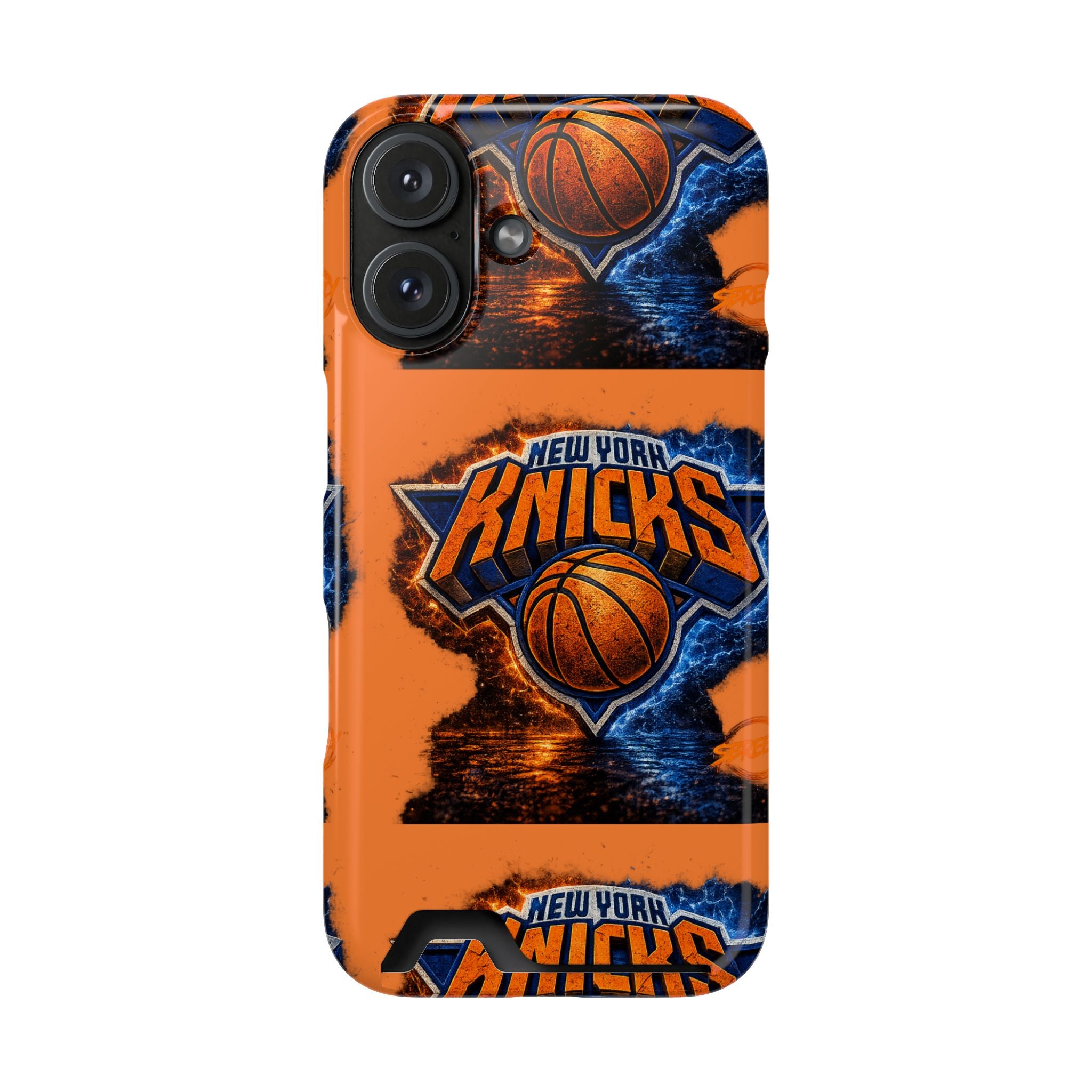New York Knicks Card Holder Phone Case — Orange Team Logo Wallet Case