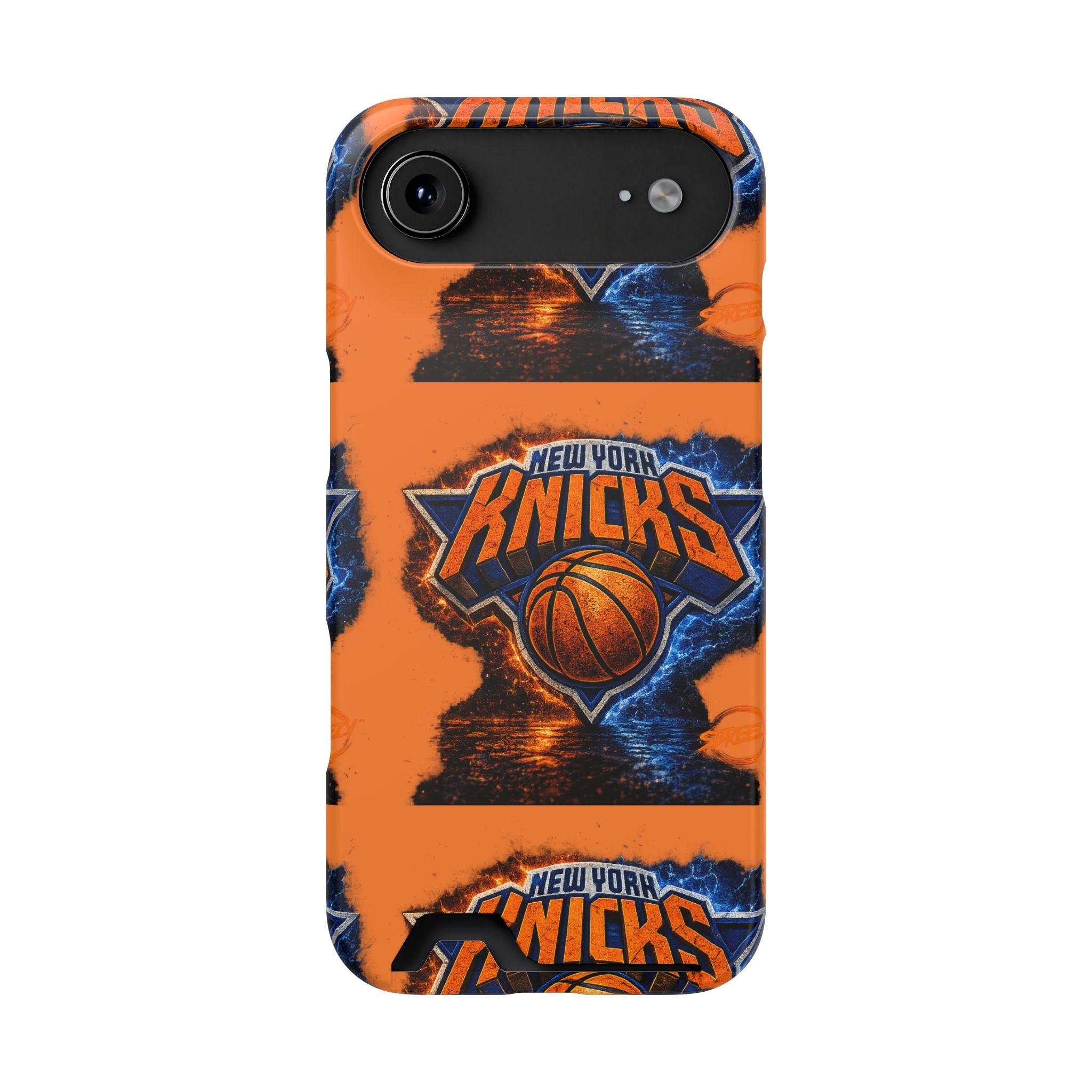 New York Knicks Card Holder Phone Case — Orange Team Logo Wallet Case