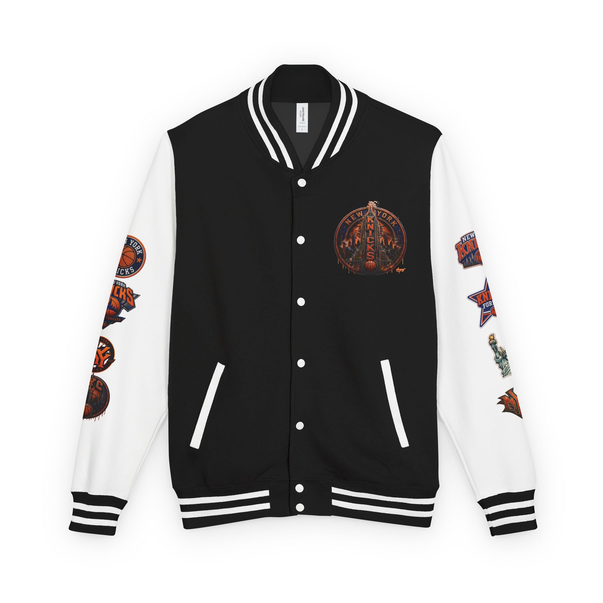 New York Knicks Varsity Letterman Jacket – Retro Flame Basketball Logo