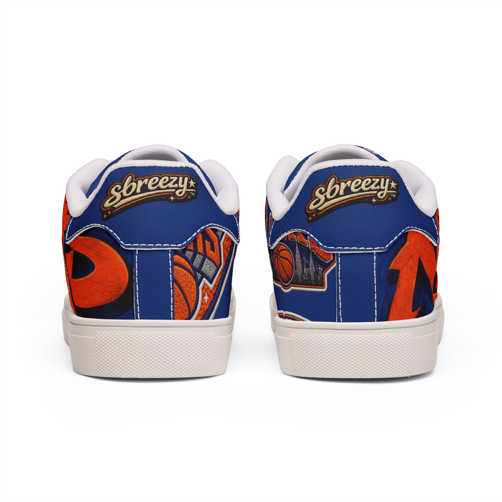 Women's Low-Top Sneakers — KNICKS Bold Blue & Orange Graffiti Design