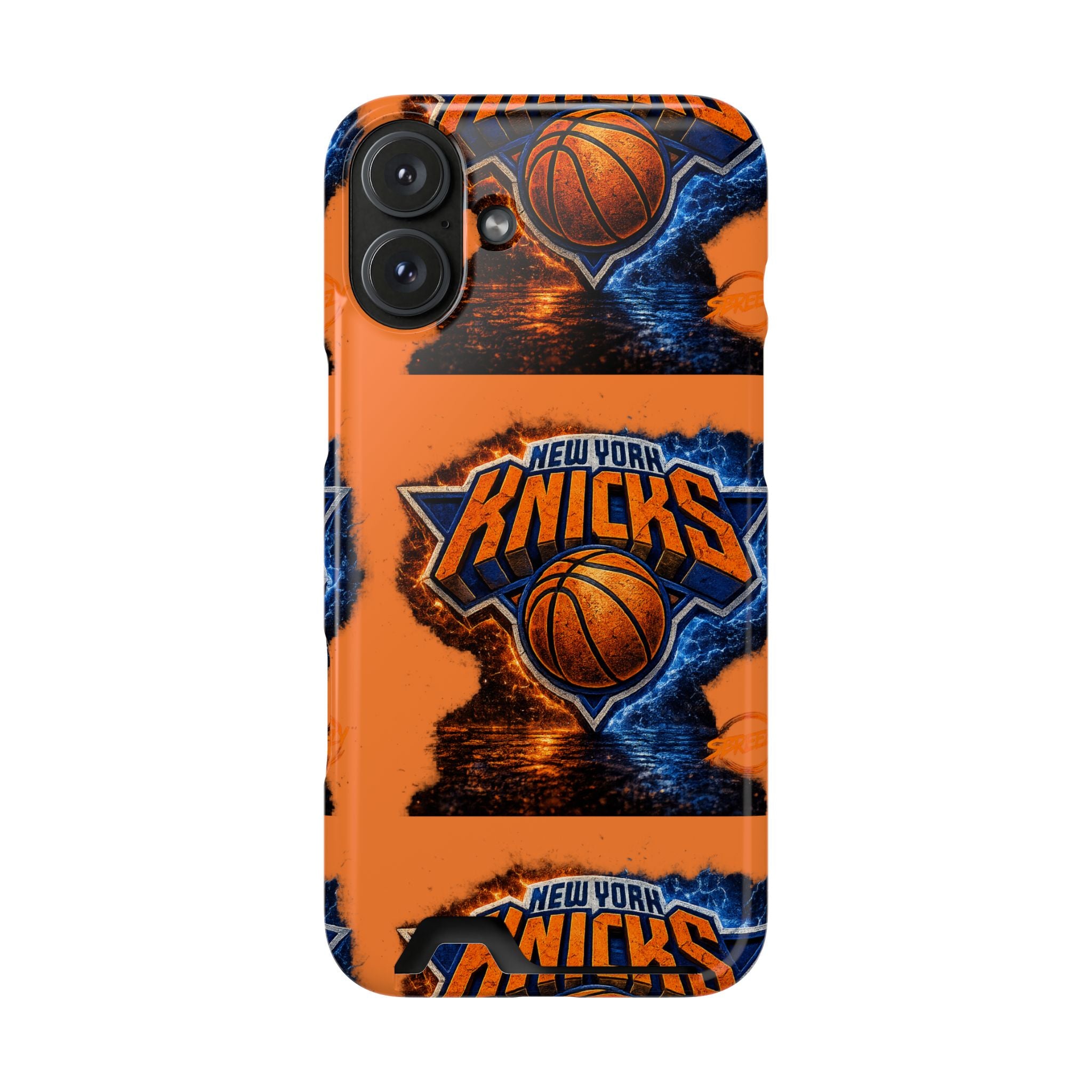 New York Knicks Card Holder Phone Case — Orange Team Logo Wallet Case
