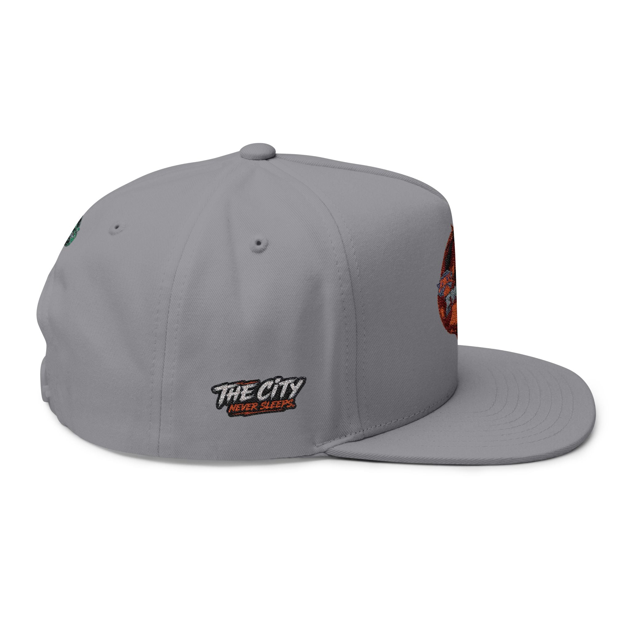 Embroidered Flat Bill Cap — Vintage Split Shield Logo Snapback