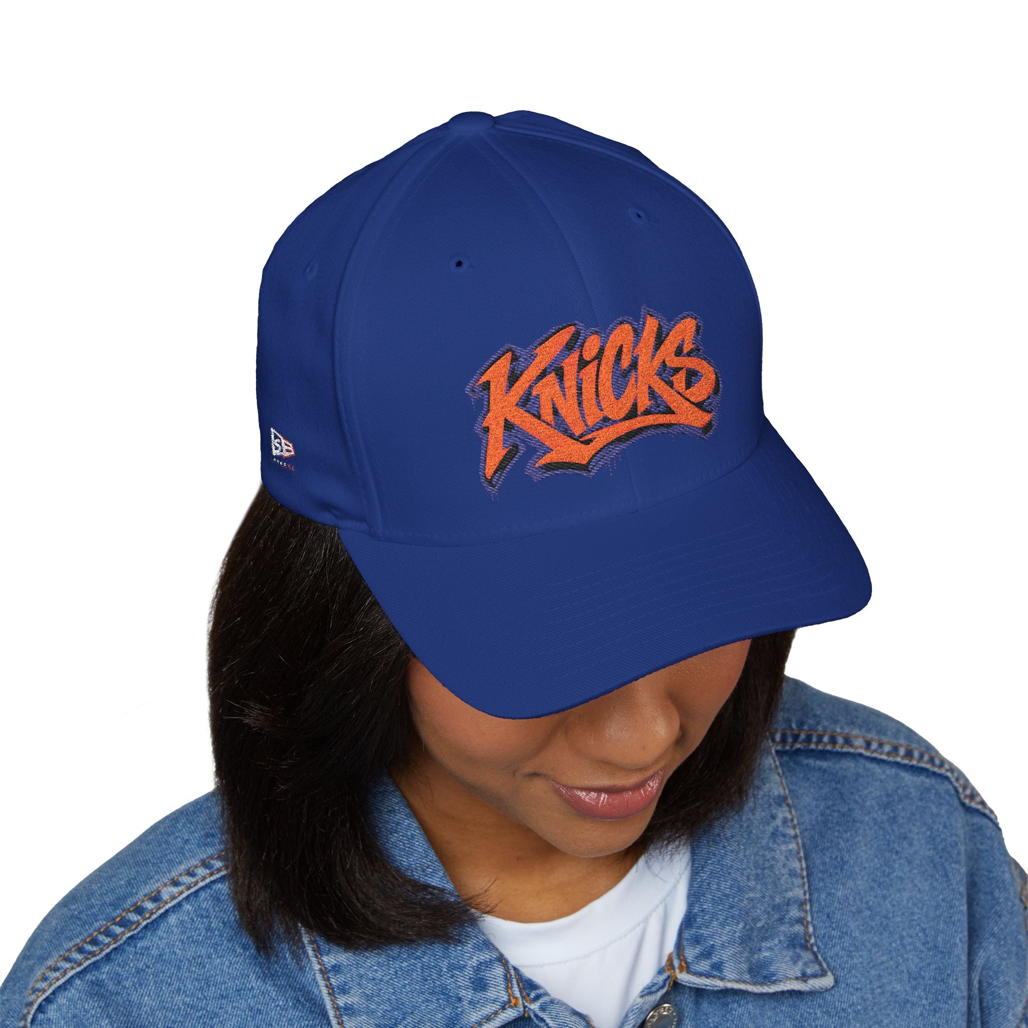 Knicks Graffiti Embroidered Cap — White Structured Baseball Hat