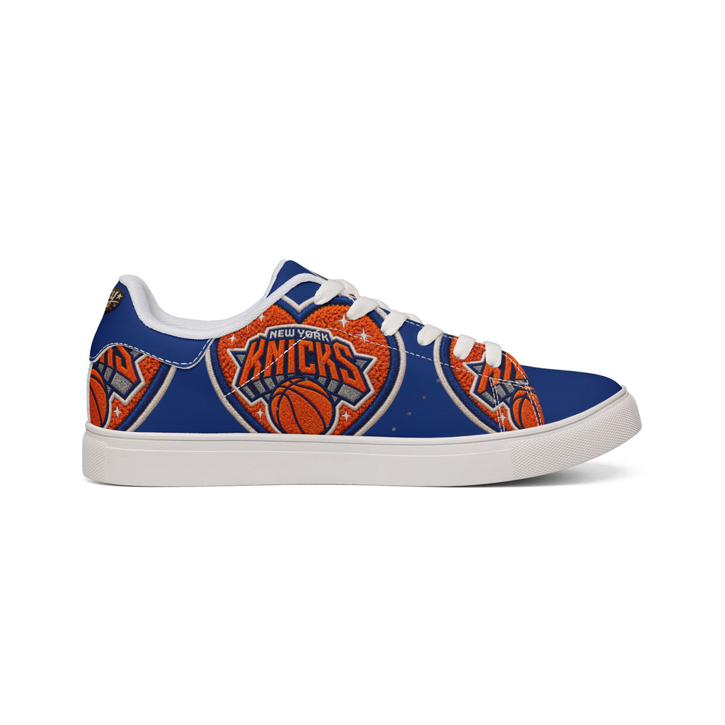 Women's Low-Top Sneakers — KNICKS Bold Blue & Orange Graffiti Design