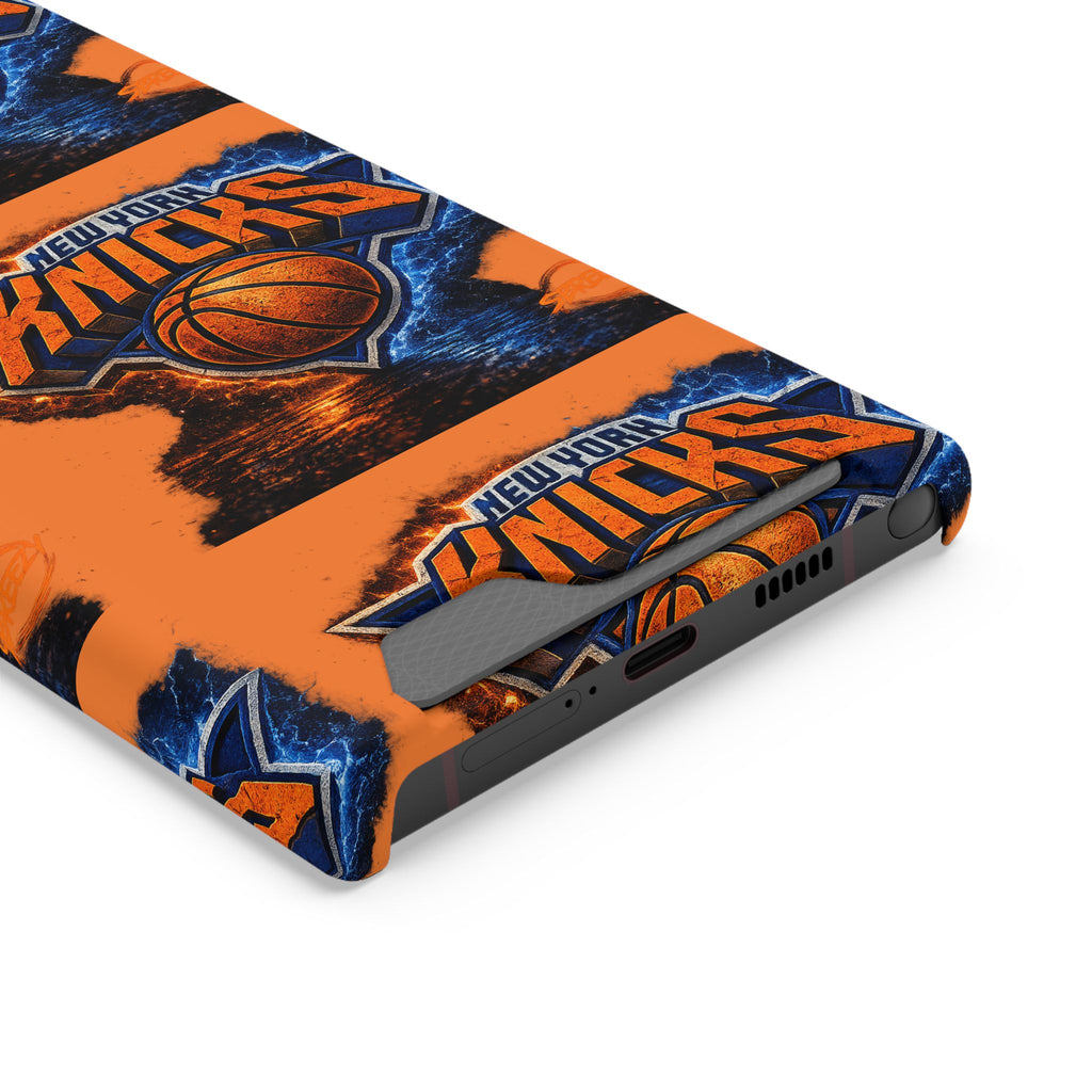 New York Knicks Card Holder Phone Case — Orange Team Logo Wallet Case