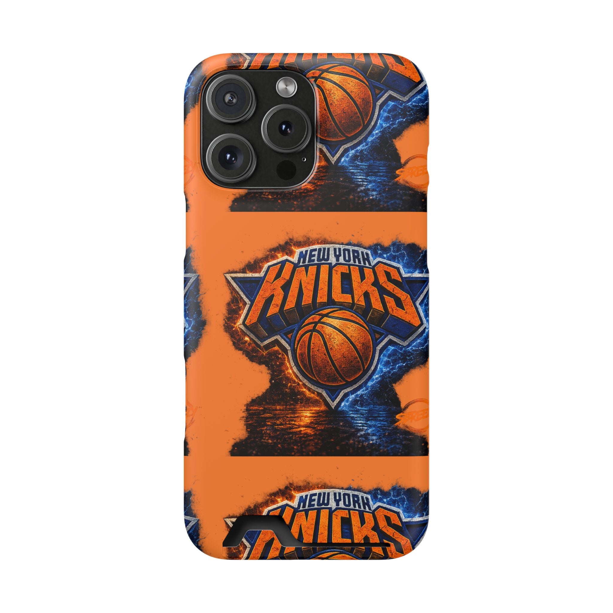 New York Knicks Card Holder Phone Case — Orange Team Logo Wallet Case