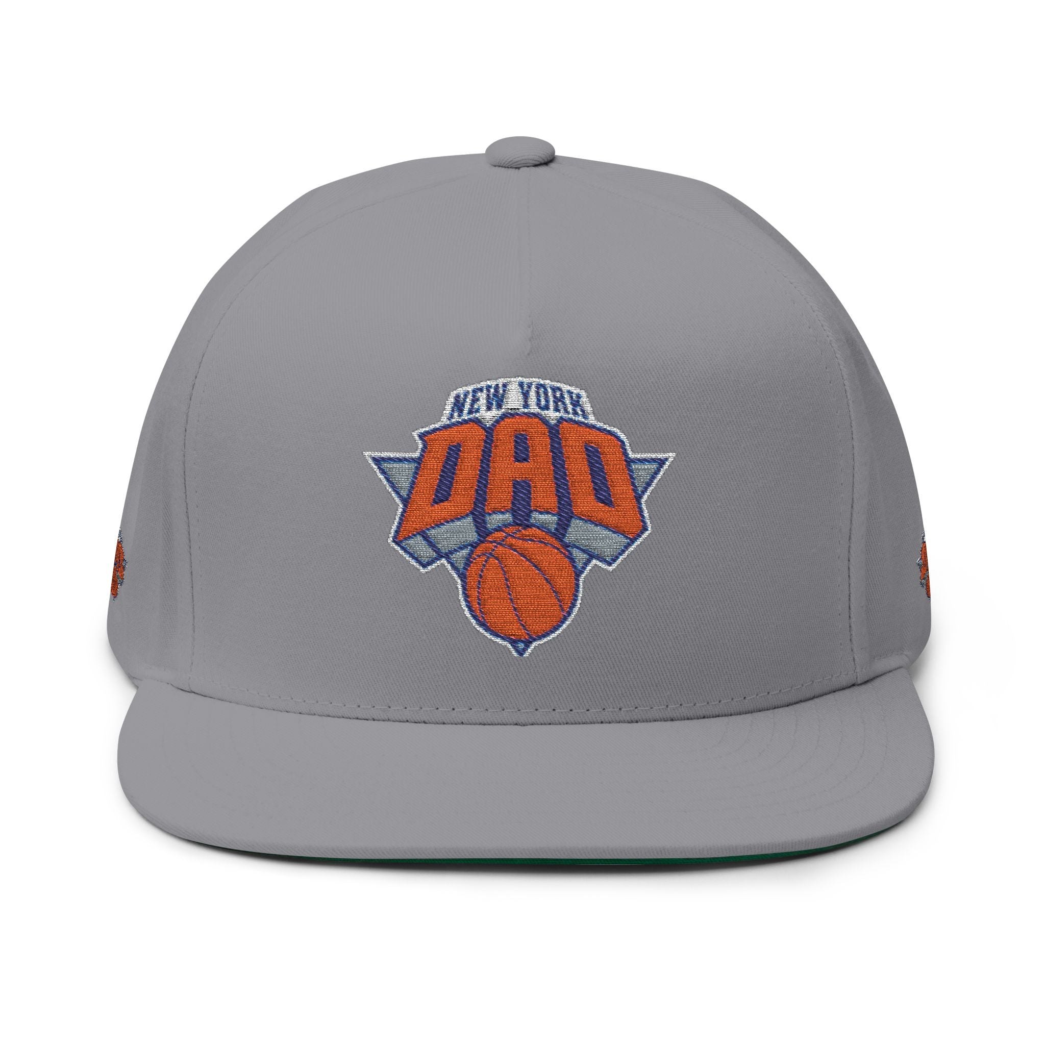 New York Dad Basketball Flat Bill Cap — Embroidered Sports Dad Hat