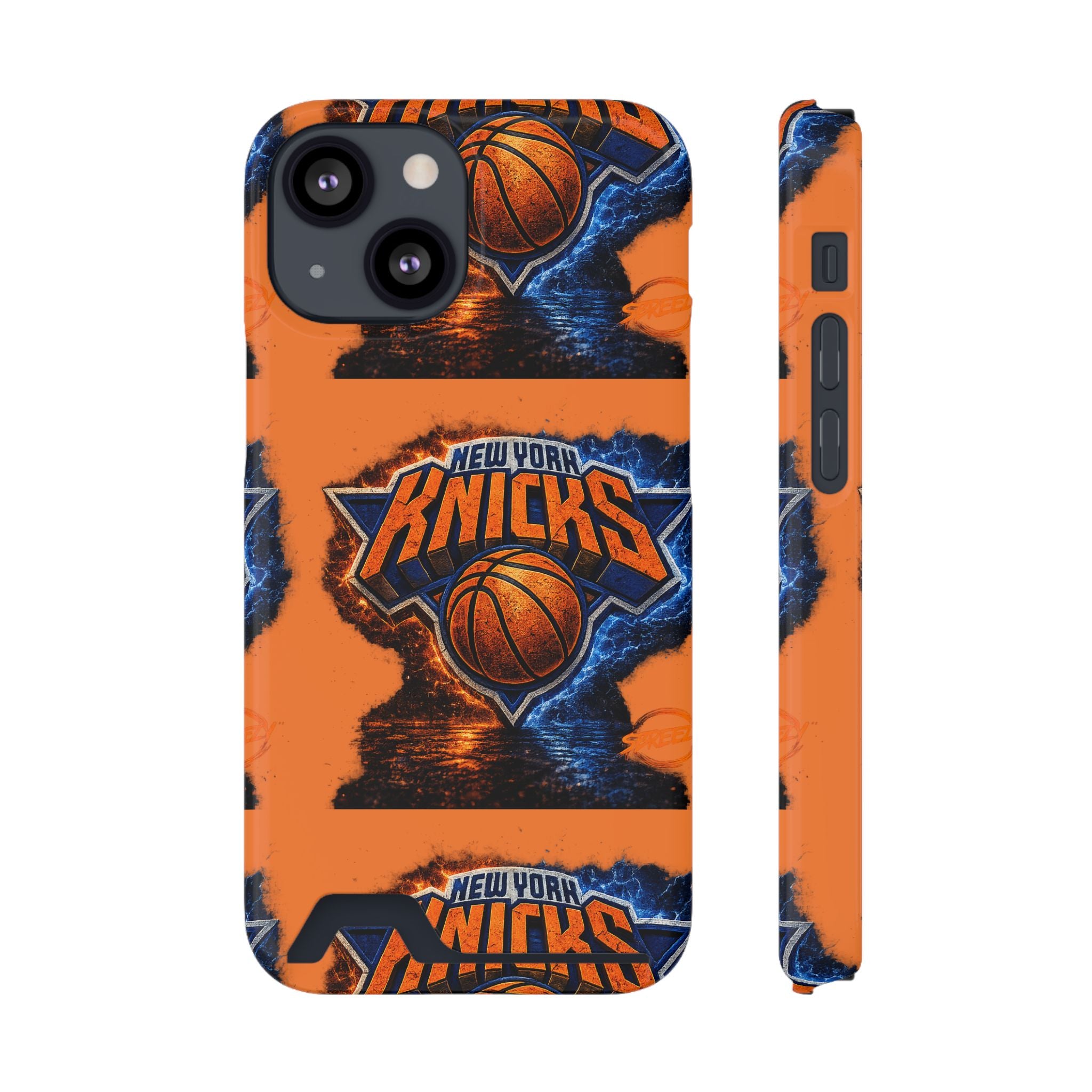 New York Knicks Card Holder Phone Case — Orange Team Logo Wallet Case