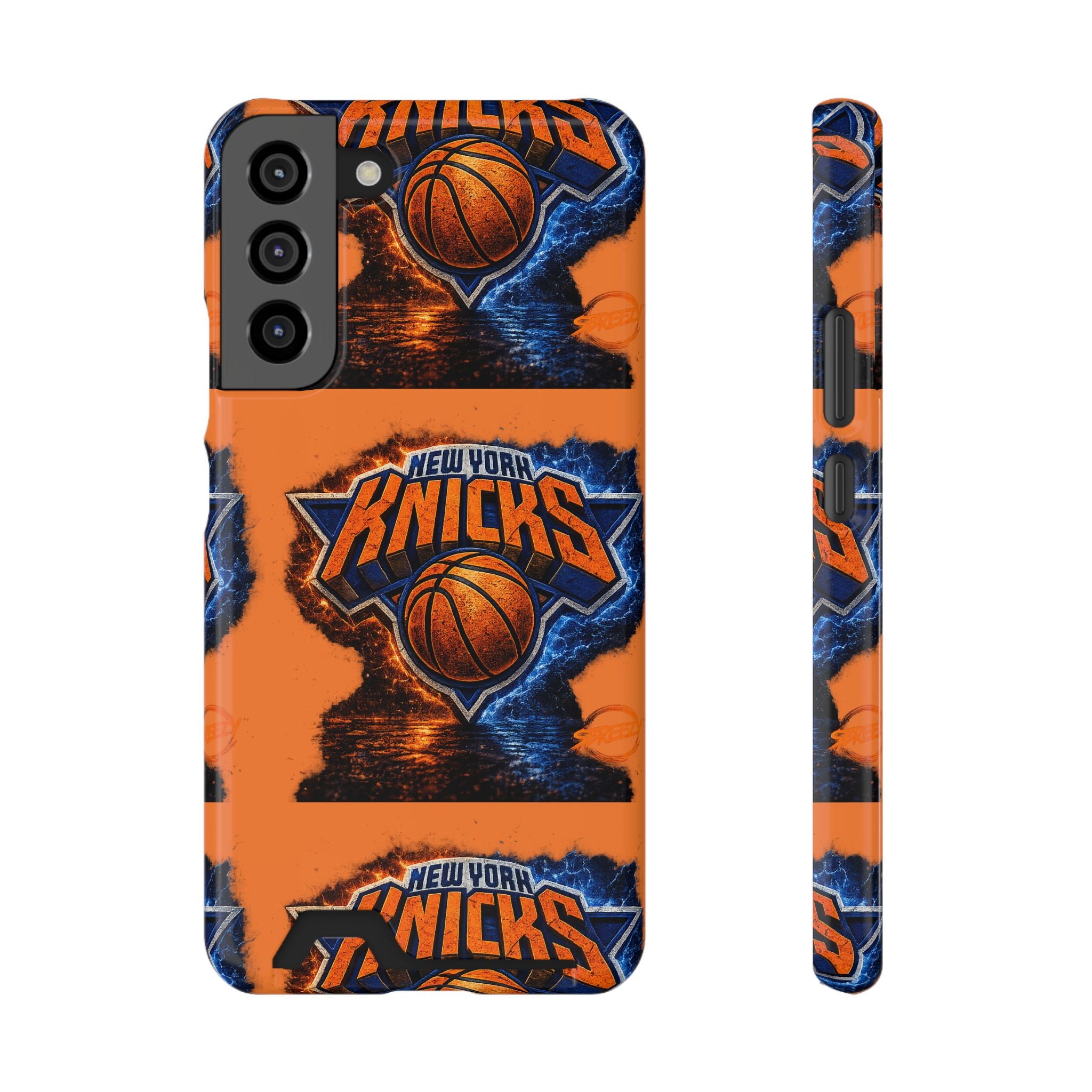 New York Knicks Card Holder Phone Case — Orange Team Logo Wallet Case