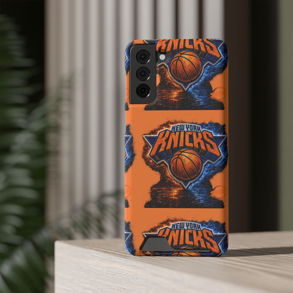 New York Knicks Card Holder Phone Case — Orange Team Logo Wallet Case