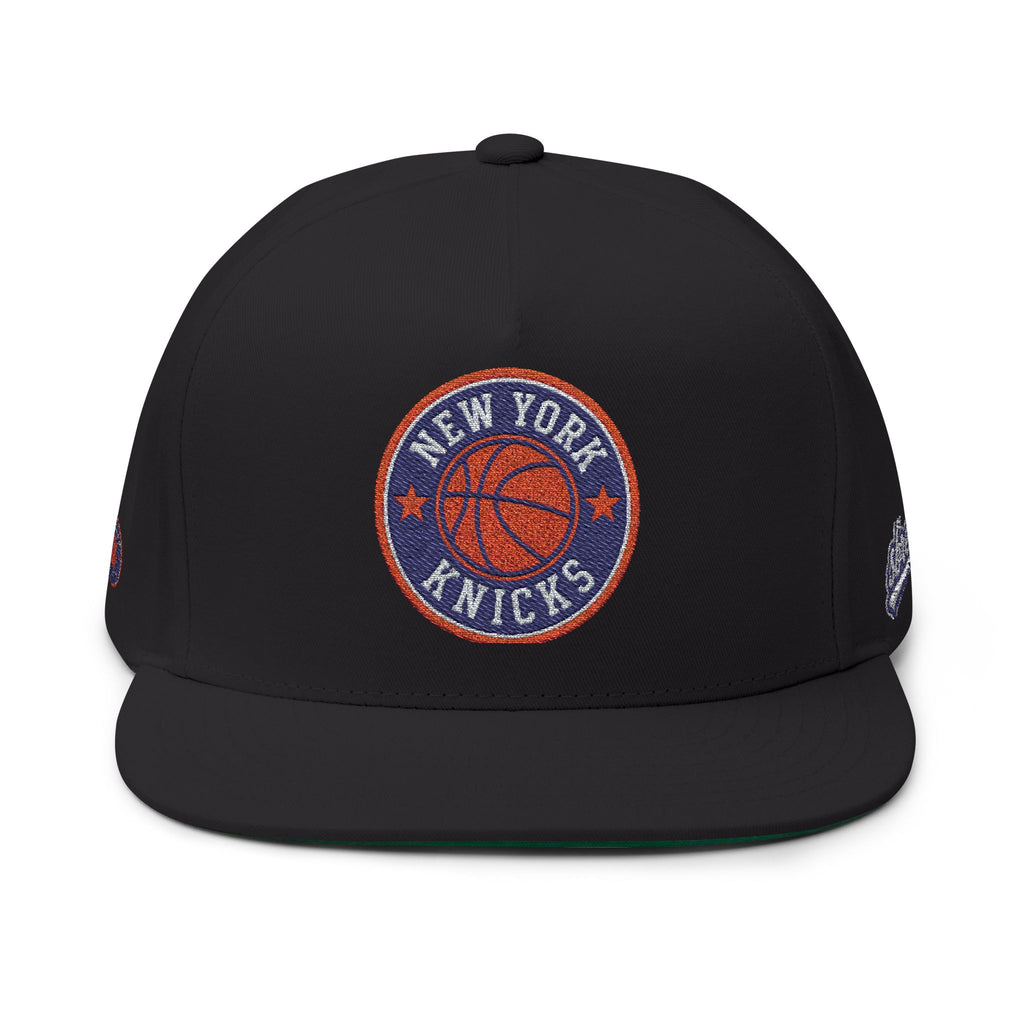Embroidered Flat Bill Cap — New York Knicks Basketball Logo Snapback