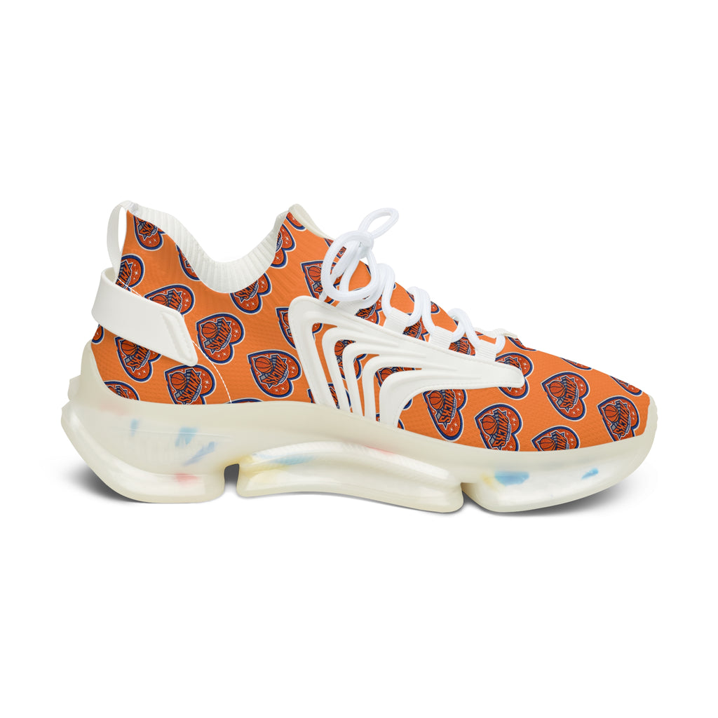 Orange Heart Logo Mesh Sneakers — Women’s Sporty Knicks-Inspired Trainers