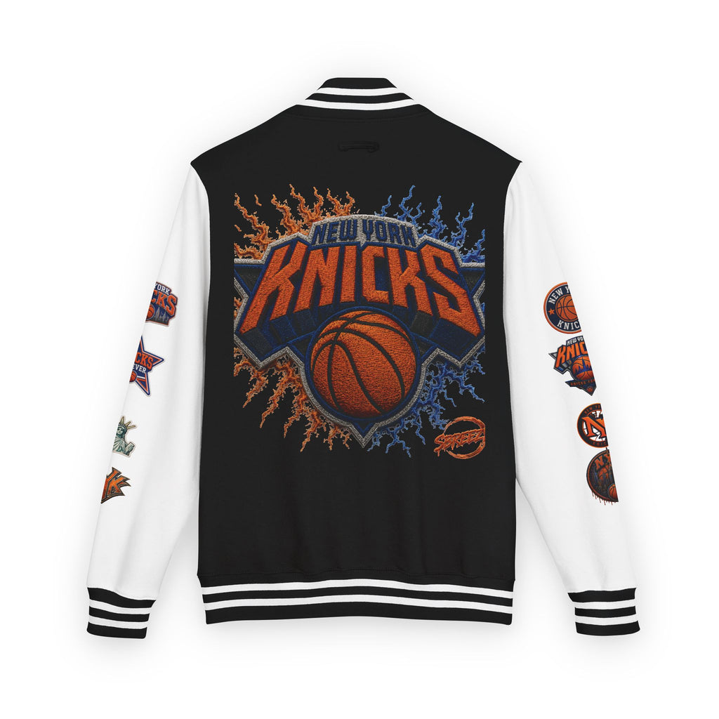 New York Knicks Varsity Letterman Jacket – Retro Flame Basketball Logo