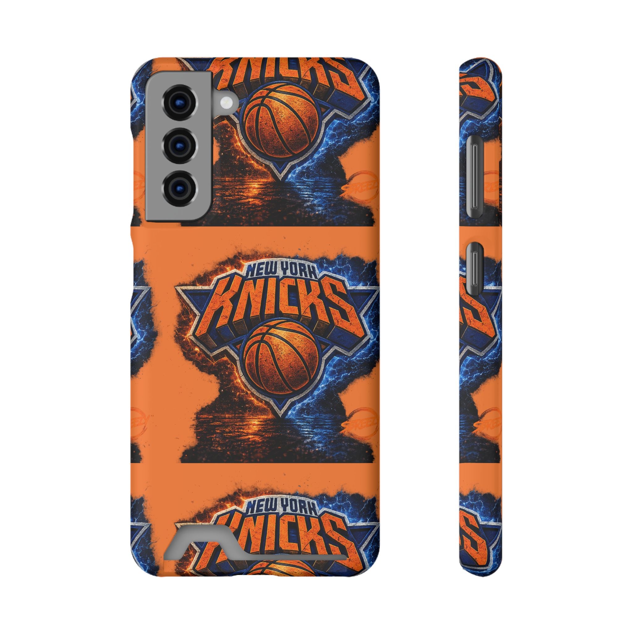 New York Knicks Card Holder Phone Case — Orange Team Logo Wallet Case
