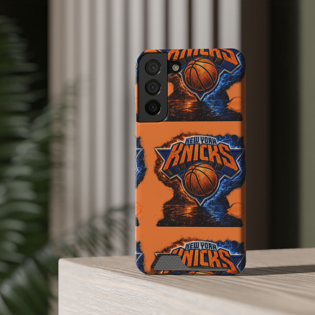 New York Knicks Card Holder Phone Case — Orange Team Logo Wallet Case
