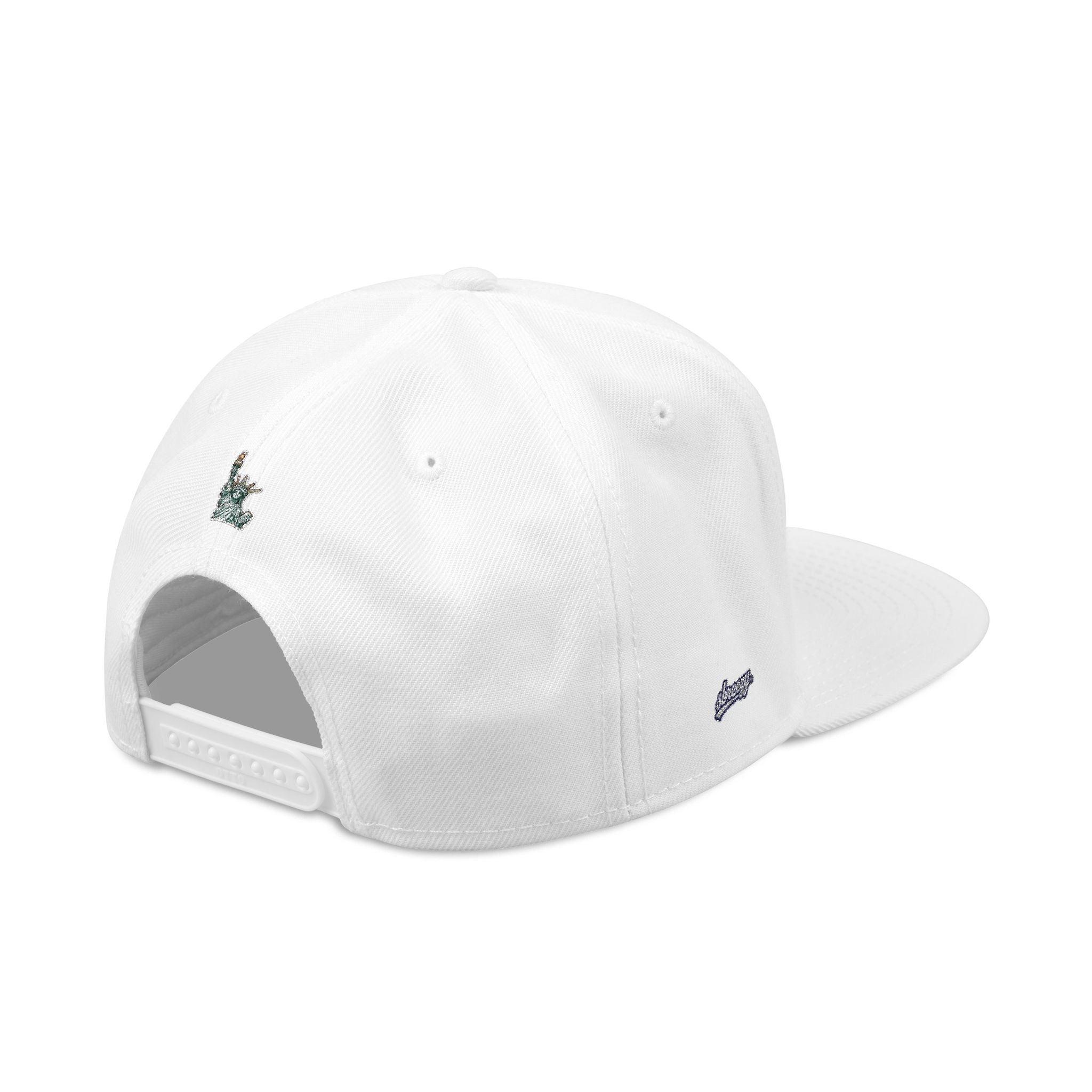 Knicks Embroidered Snapback Hat — Abstract Orange Blue Mosaic Design