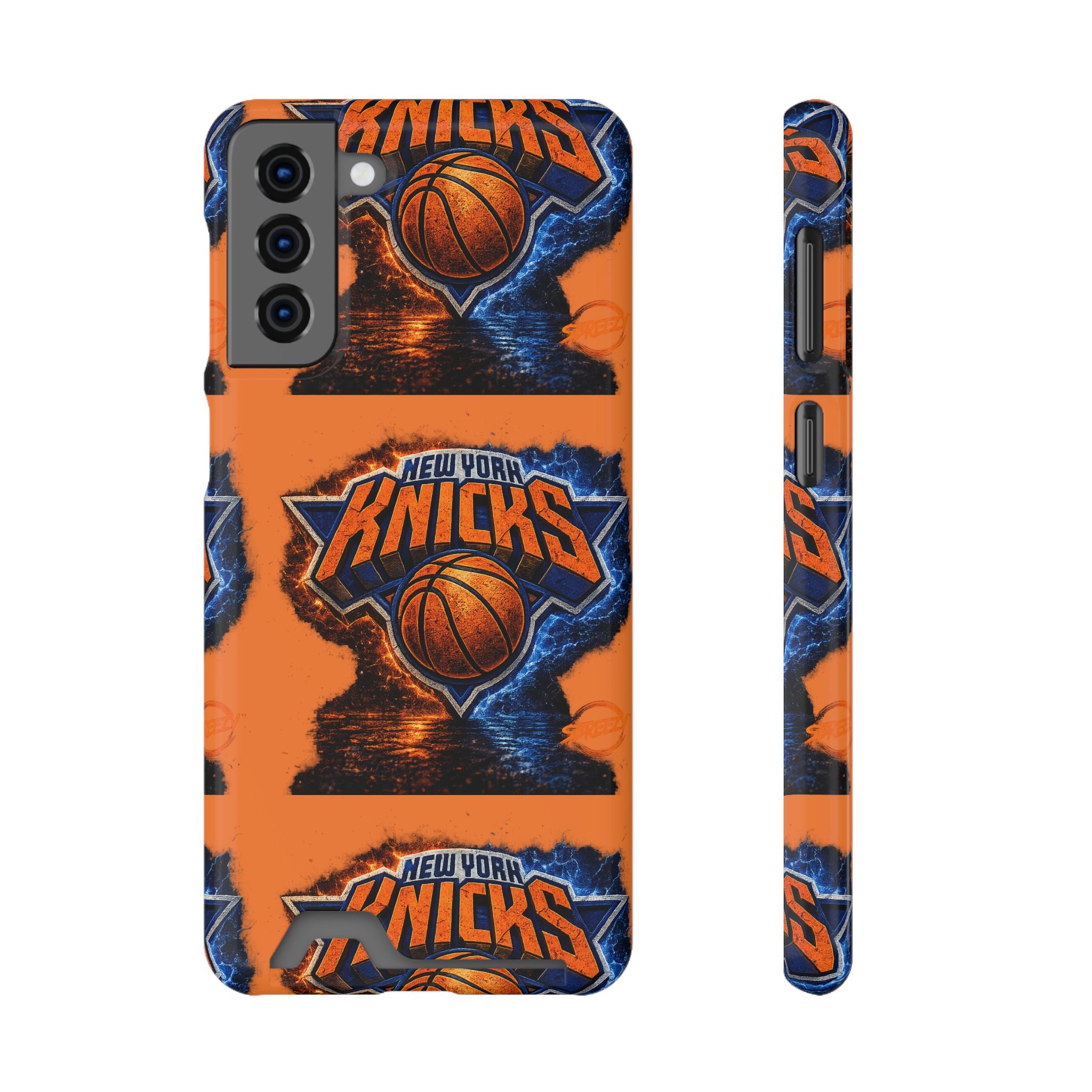 New York Knicks Card Holder Phone Case — Orange Team Logo Wallet Case