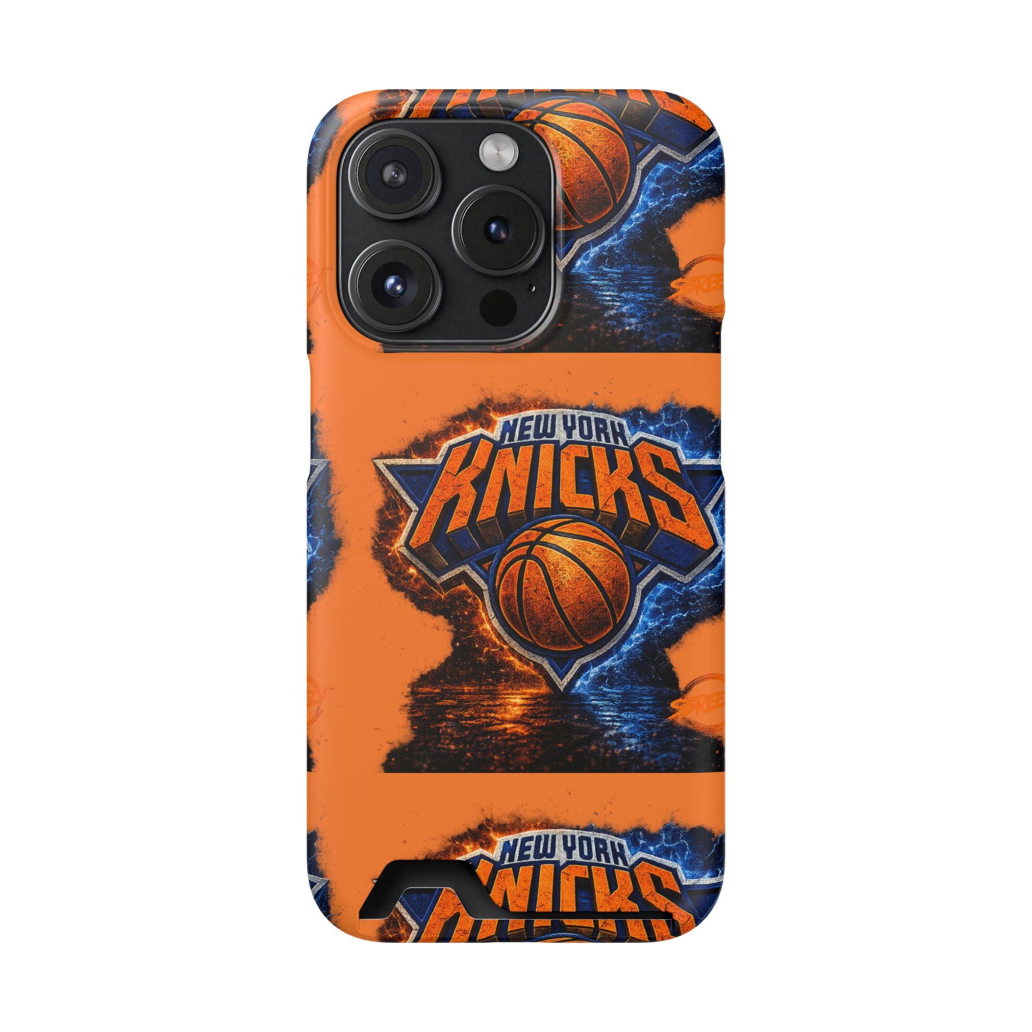 New York Knicks Card Holder Phone Case — Orange Team Logo Wallet Case