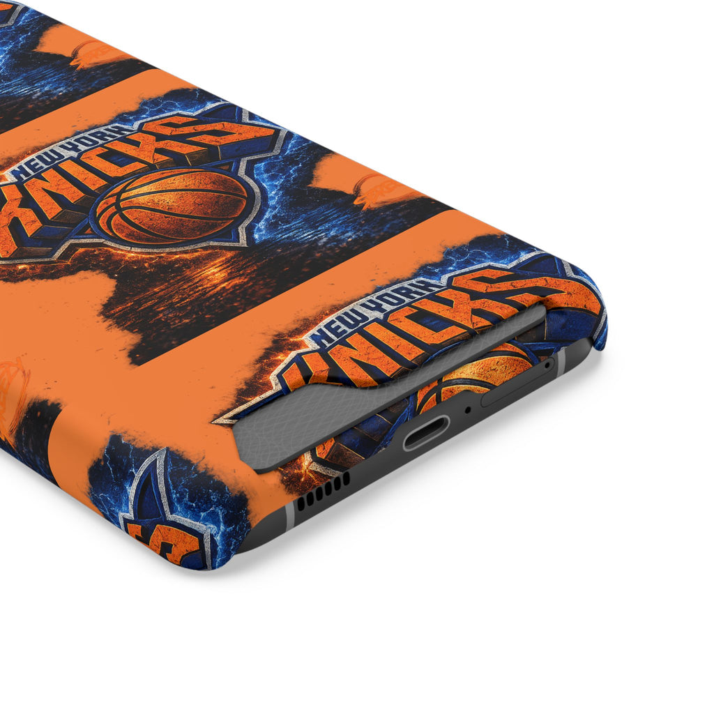 New York Knicks Card Holder Phone Case — Orange Team Logo Wallet Case