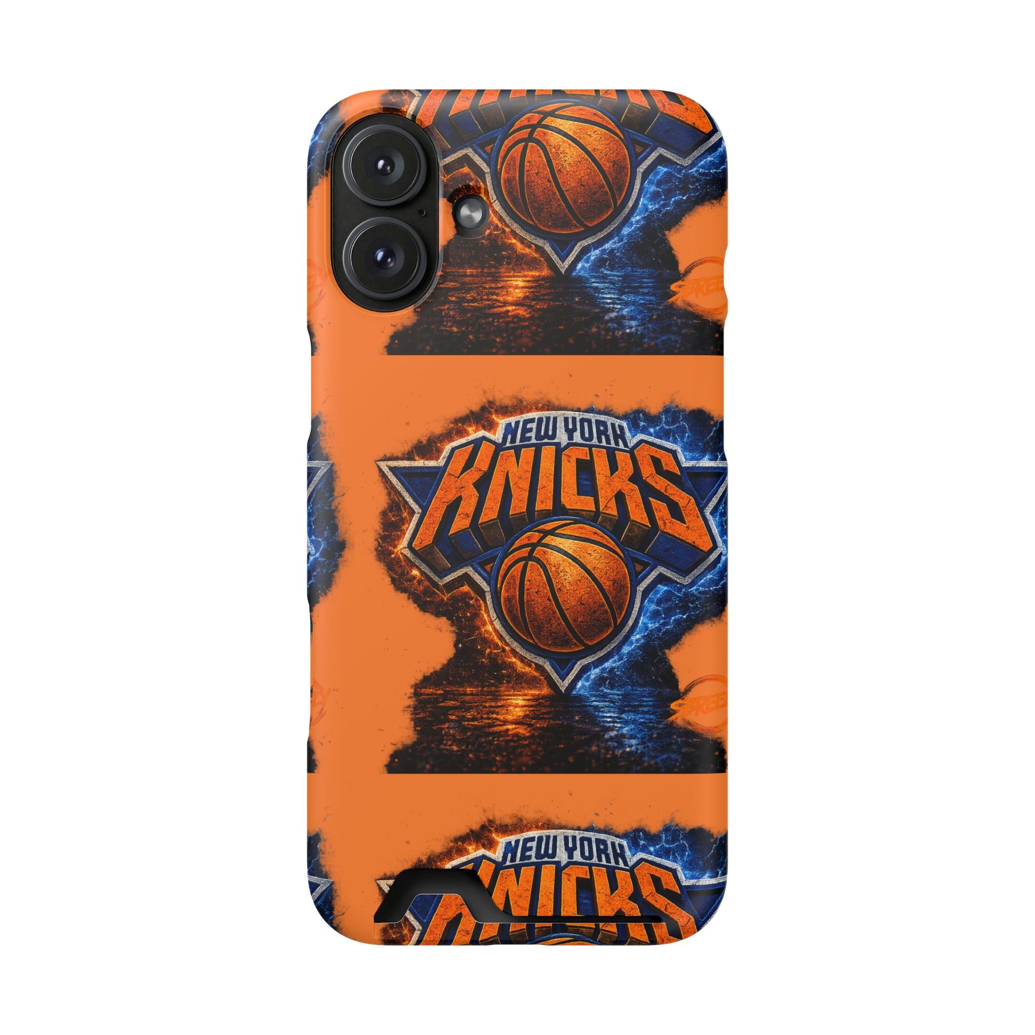 New York Knicks Card Holder Phone Case — Orange Team Logo Wallet Case