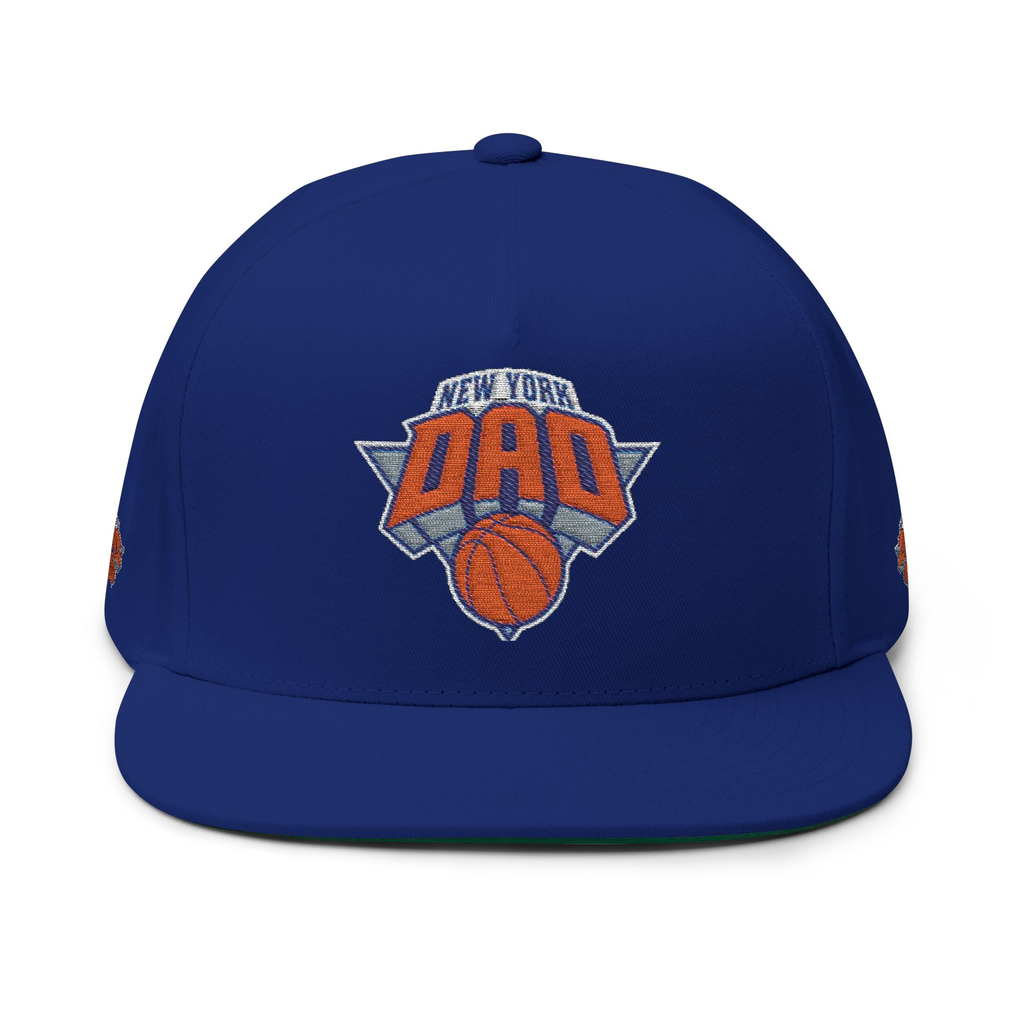 New York Dad Basketball Flat Bill Cap — Embroidered Sports Dad Hat