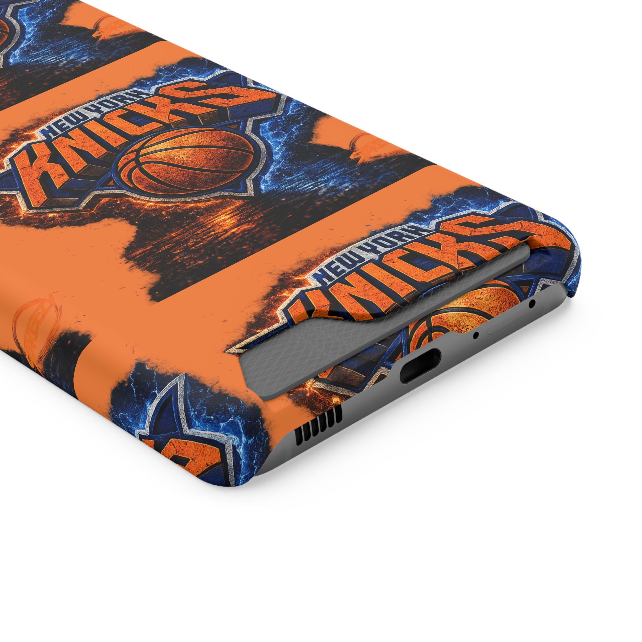 New York Knicks Card Holder Phone Case — Orange Team Logo Wallet Case