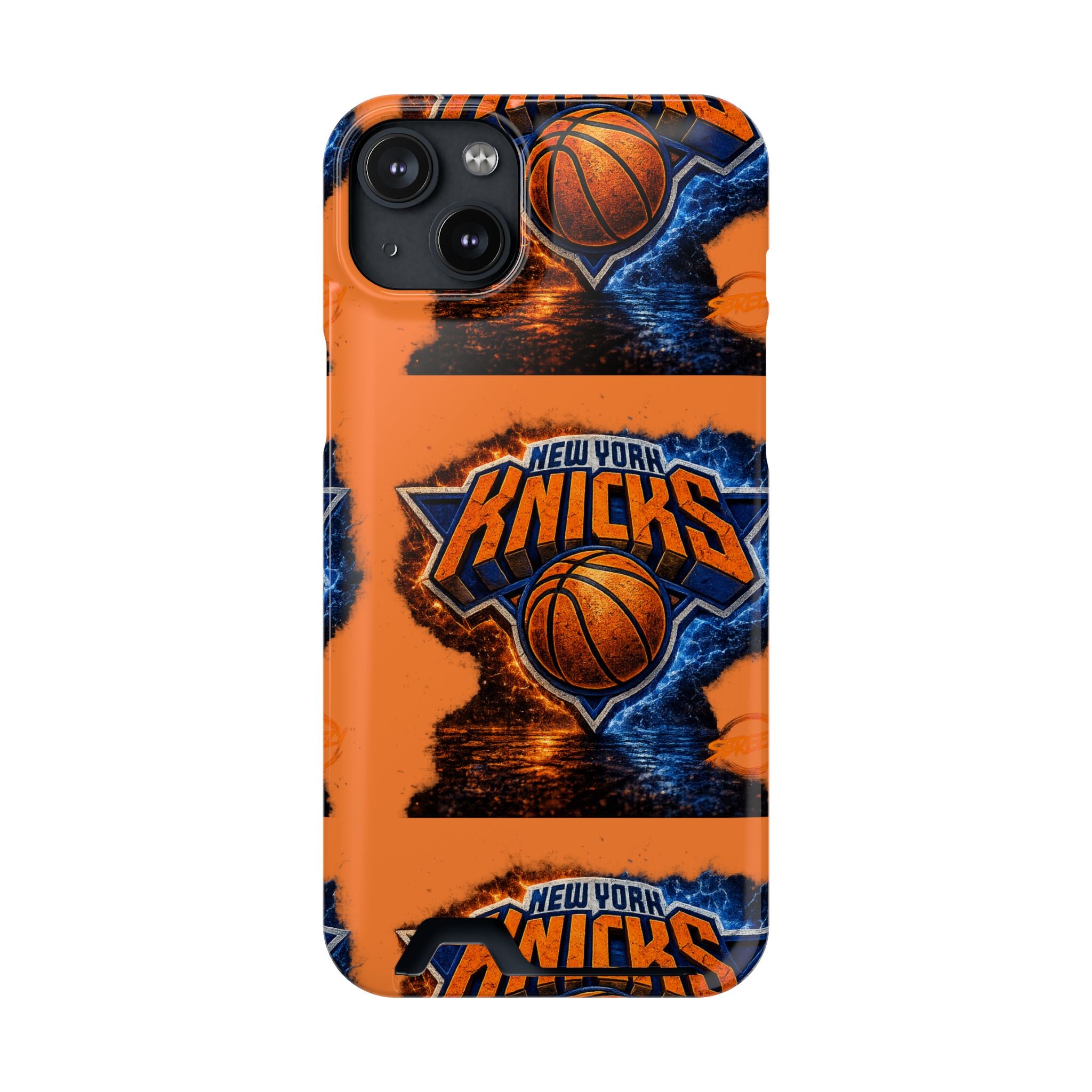 New York Knicks Card Holder Phone Case — Orange Team Logo Wallet Case
