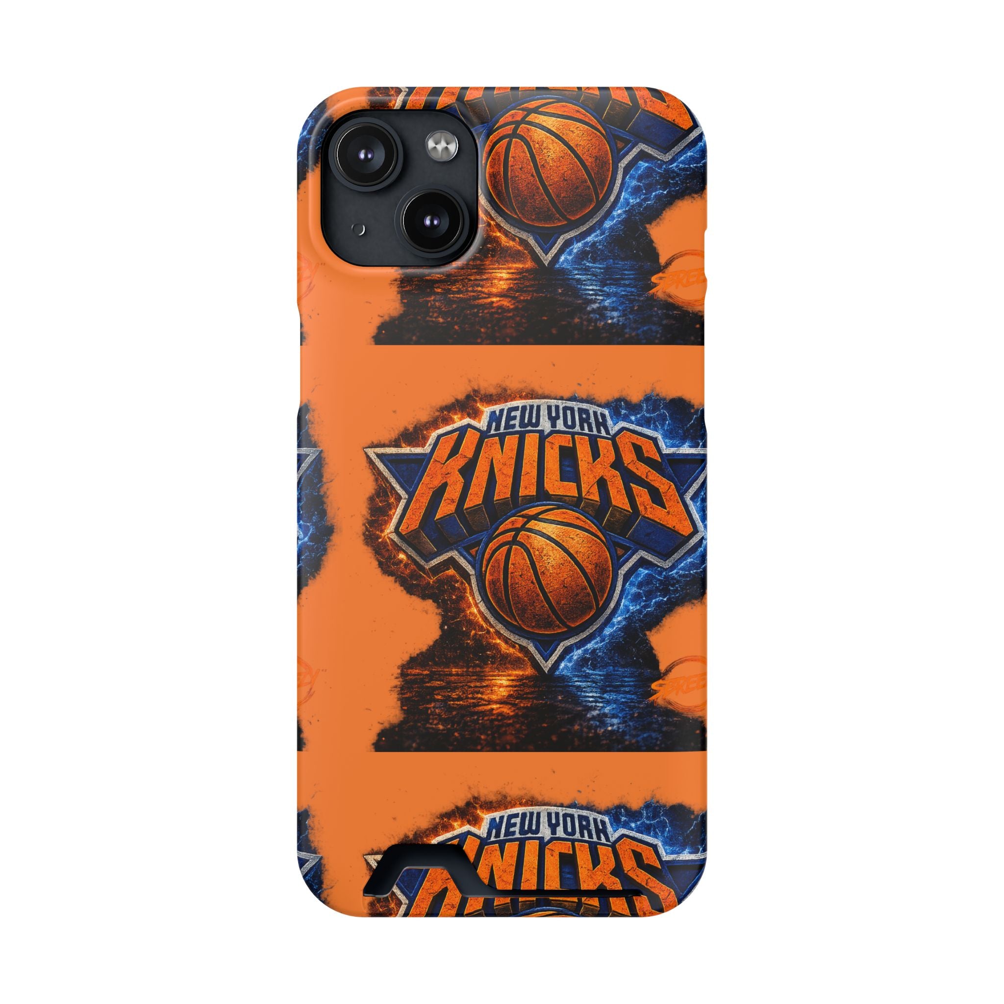 New York Knicks Card Holder Phone Case — Orange Team Logo Wallet Case