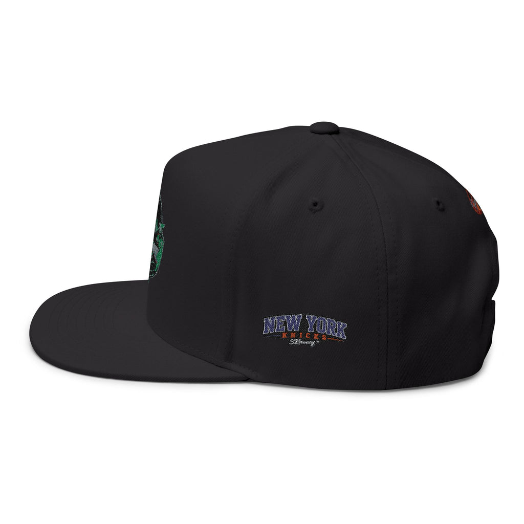 Embroidered Flat Bill Cap — Vintage Split Shield Logo Snapback
