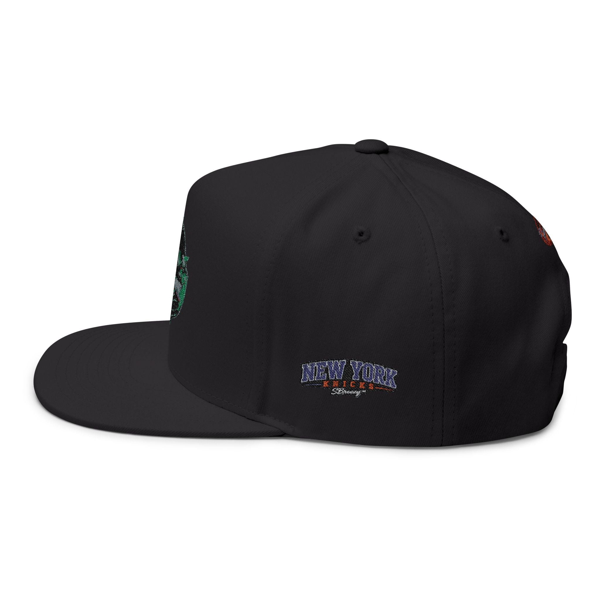 Embroidered Flat Bill Cap — Vintage Split Shield Logo Snapback