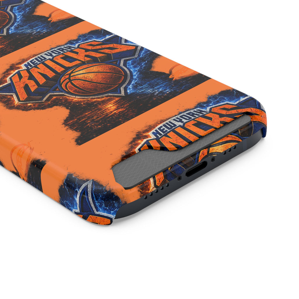 New York Knicks Card Holder Phone Case — Orange Team Logo Wallet Case