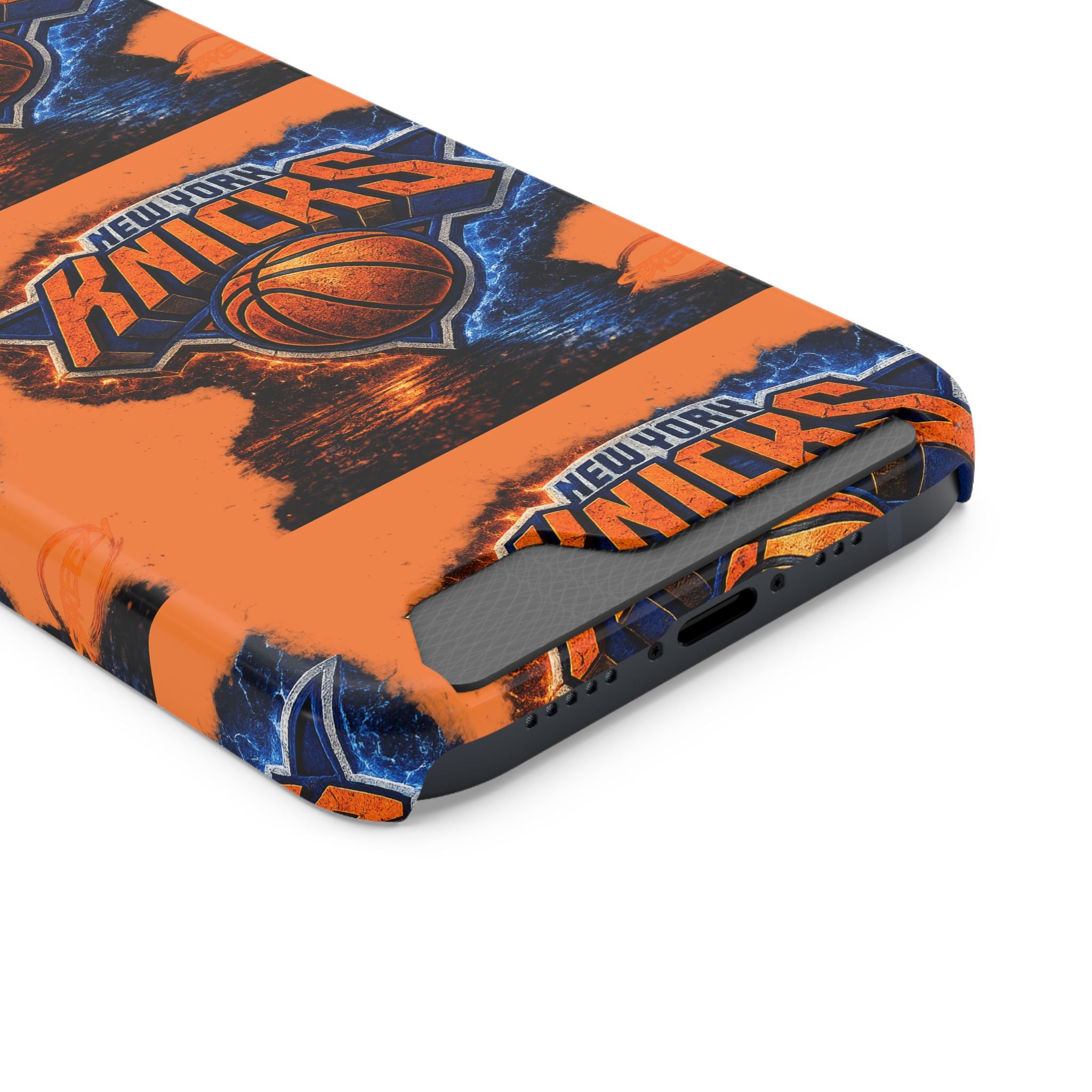 New York Knicks Card Holder Phone Case — Orange Team Logo Wallet Case
