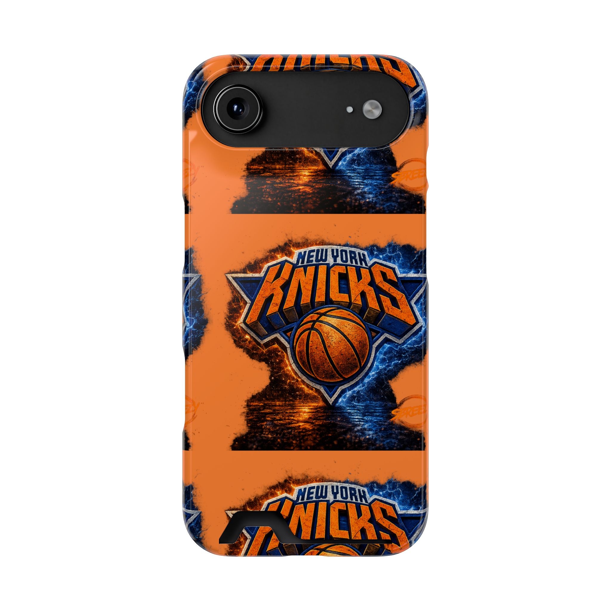 New York Knicks Card Holder Phone Case — Orange Team Logo Wallet Case