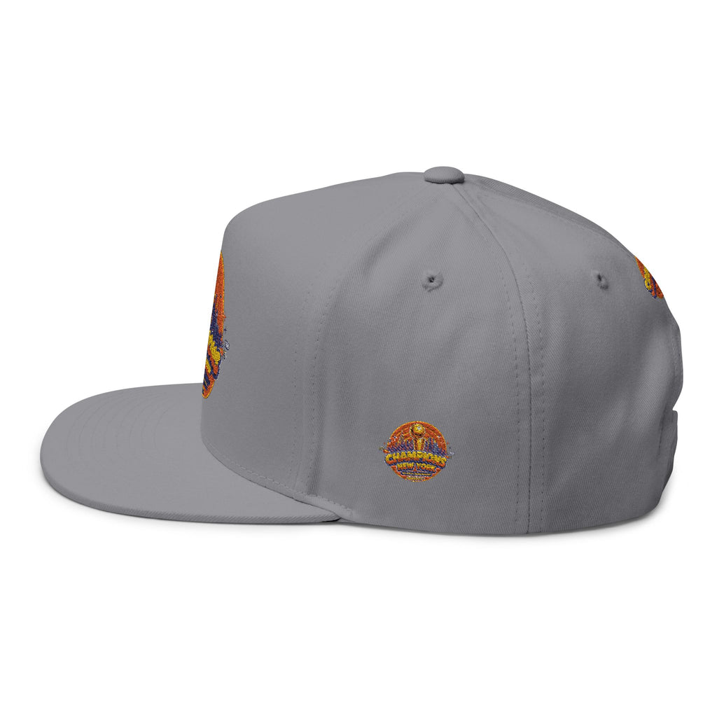 Champions Patch Flat Bill Cap — Embroidered New York Sports Snapback