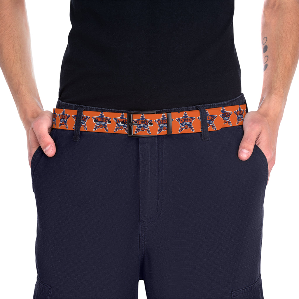 Knicks Sheriff Star Belt — Western Orange Badge Pattern Belt