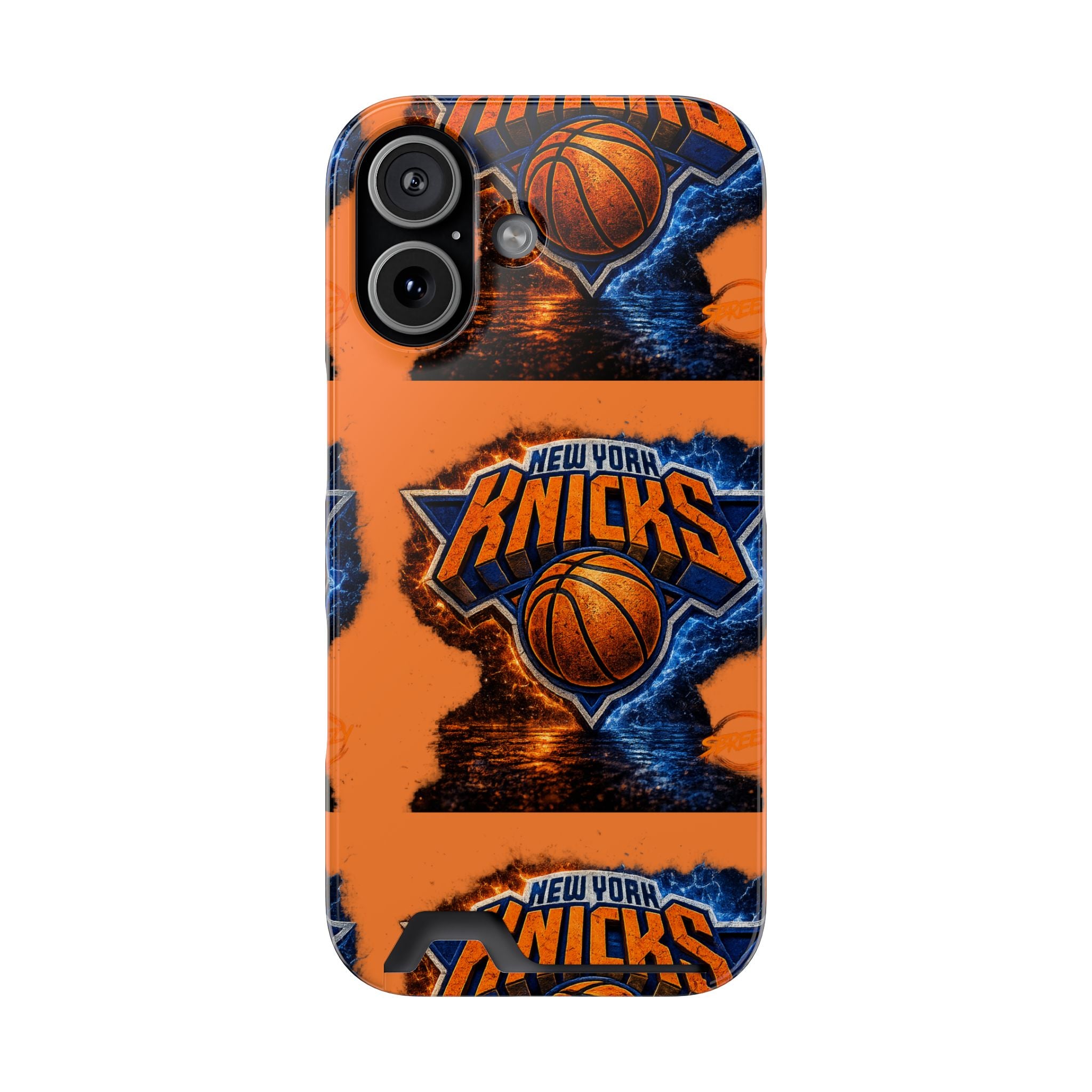 New York Knicks Card Holder Phone Case — Orange Team Logo Wallet Case