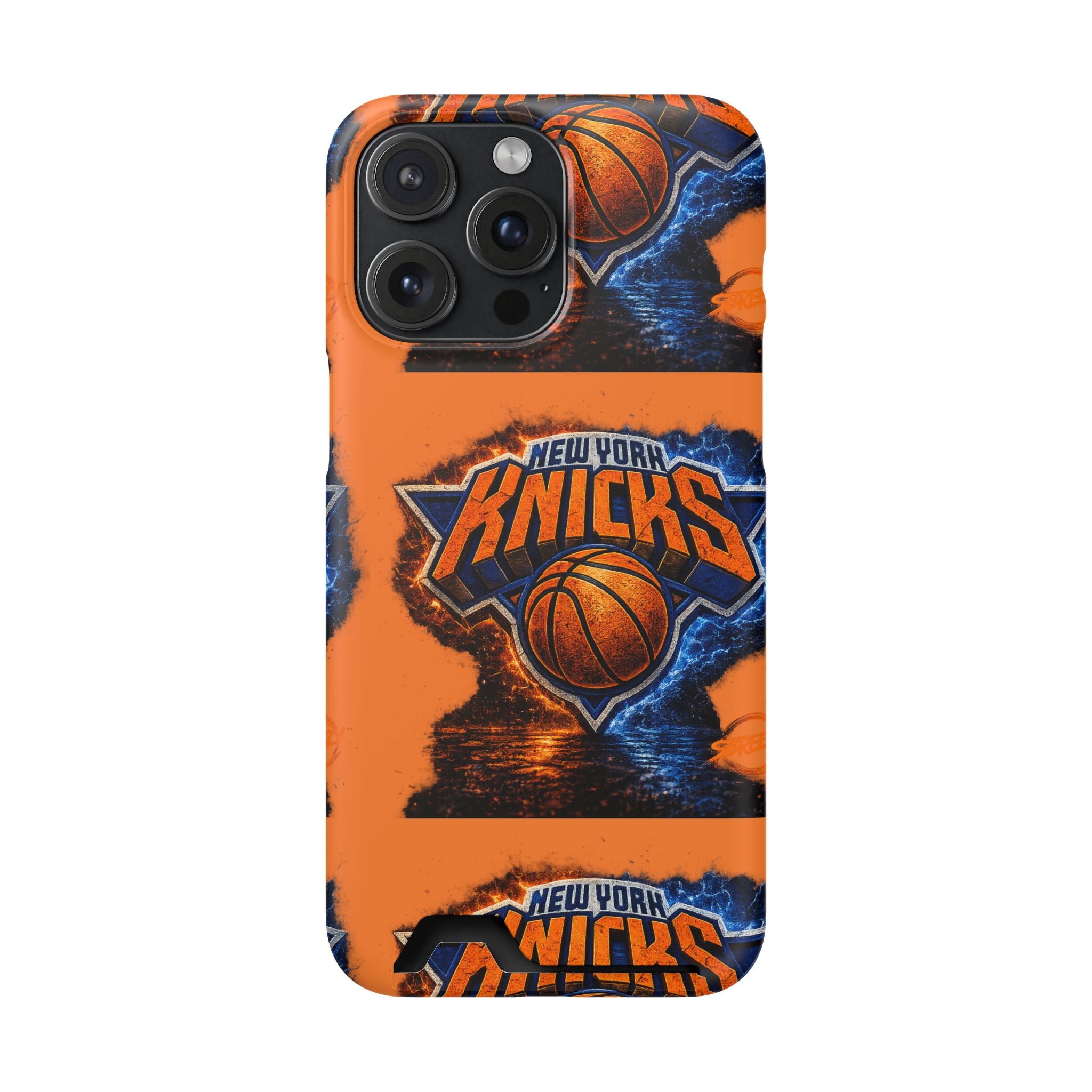 New York Knicks Card Holder Phone Case — Orange Team Logo Wallet Case