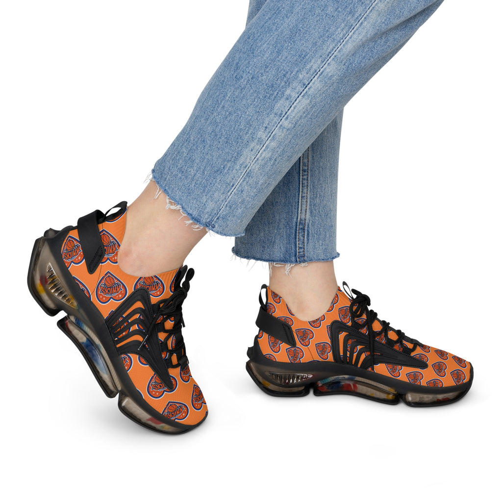 Orange Heart Logo Mesh Sneakers — Women’s Sporty Knicks-Inspired Trainers