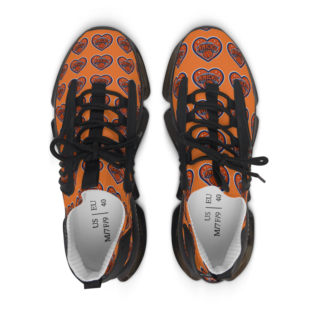 Orange Heart Logo Mesh Sneakers — Women’s Sporty Knicks-Inspired Trainers