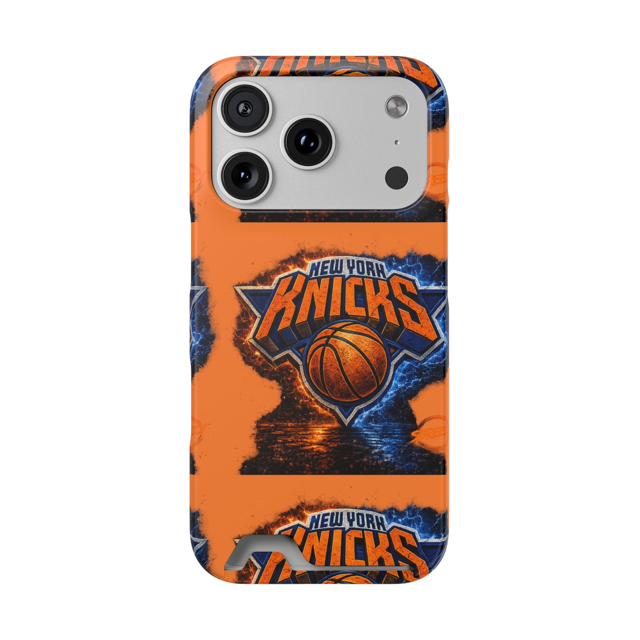 New York Knicks Card Holder Phone Case — Orange Team Logo Wallet Case