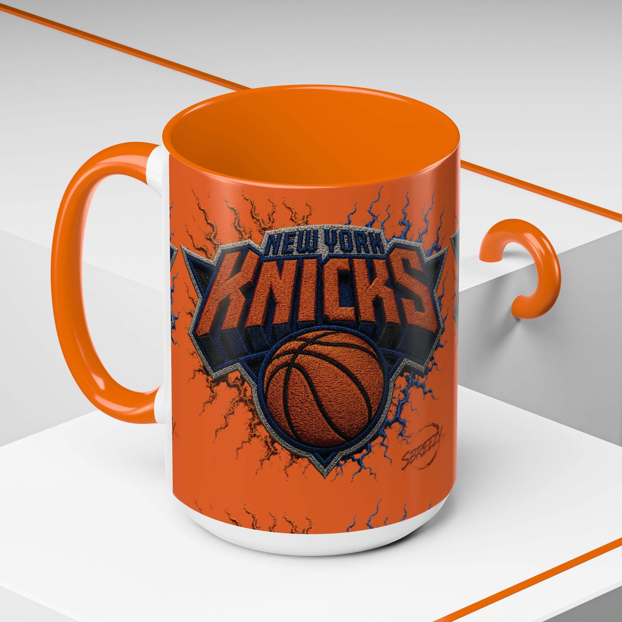 New York Knicks Basketball Accent Coffee Mug — 11/15oz Orange & Black
