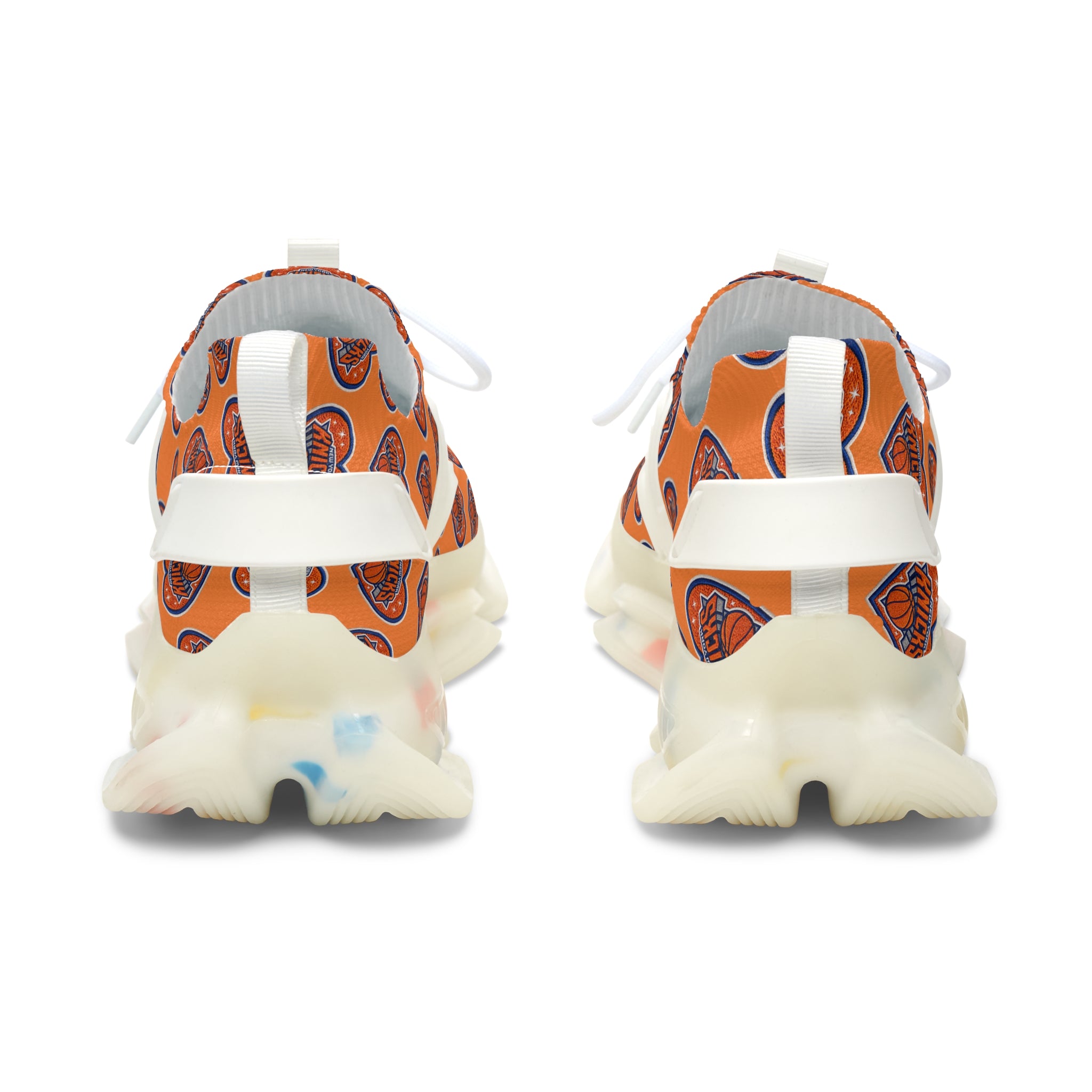 Orange Heart Logo Mesh Sneakers — Women’s Sporty Knicks-Inspired Trainers
